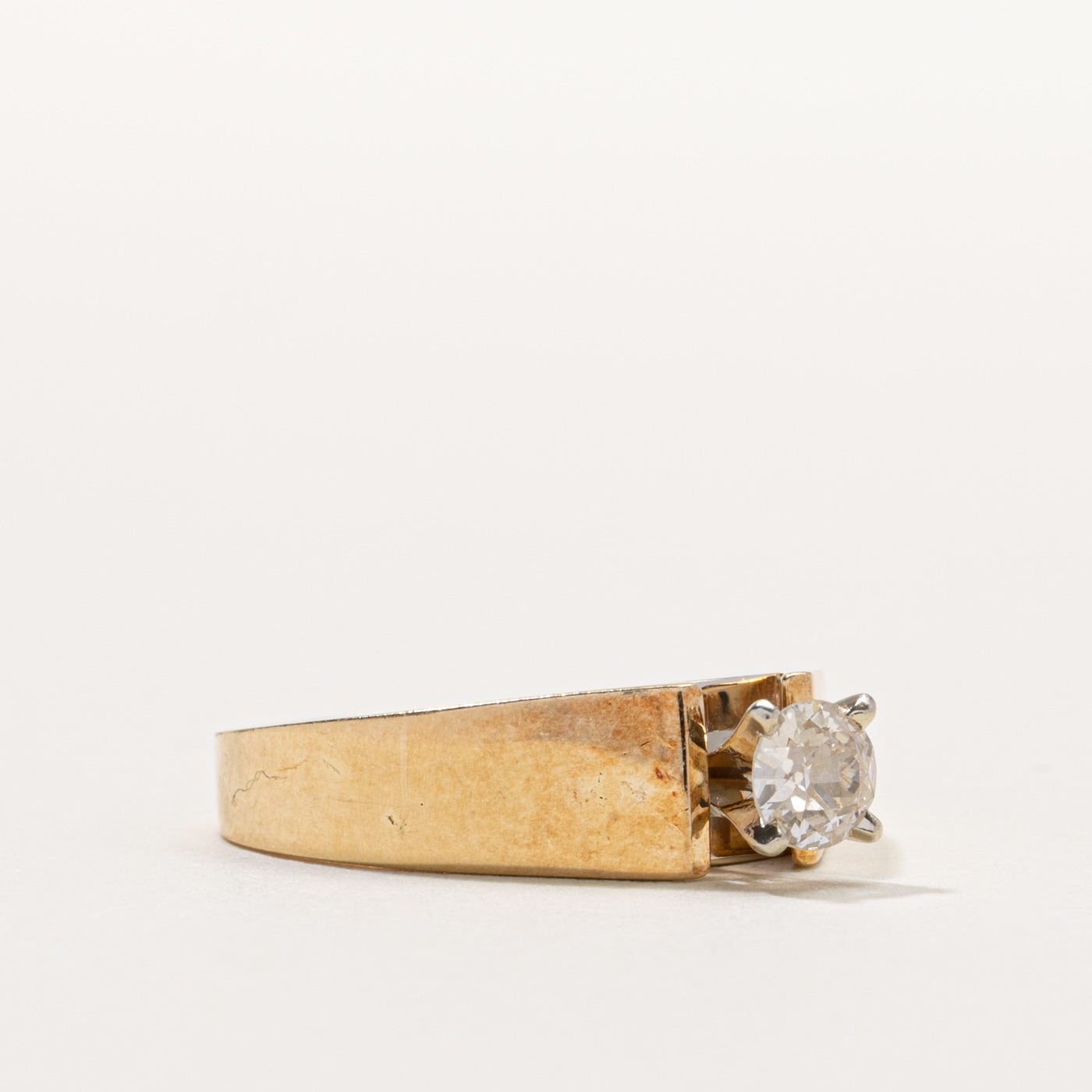 14k Old European Cut Solitaire Diamond Ring | 0.37ct SI2 I/J | SZ 7.25