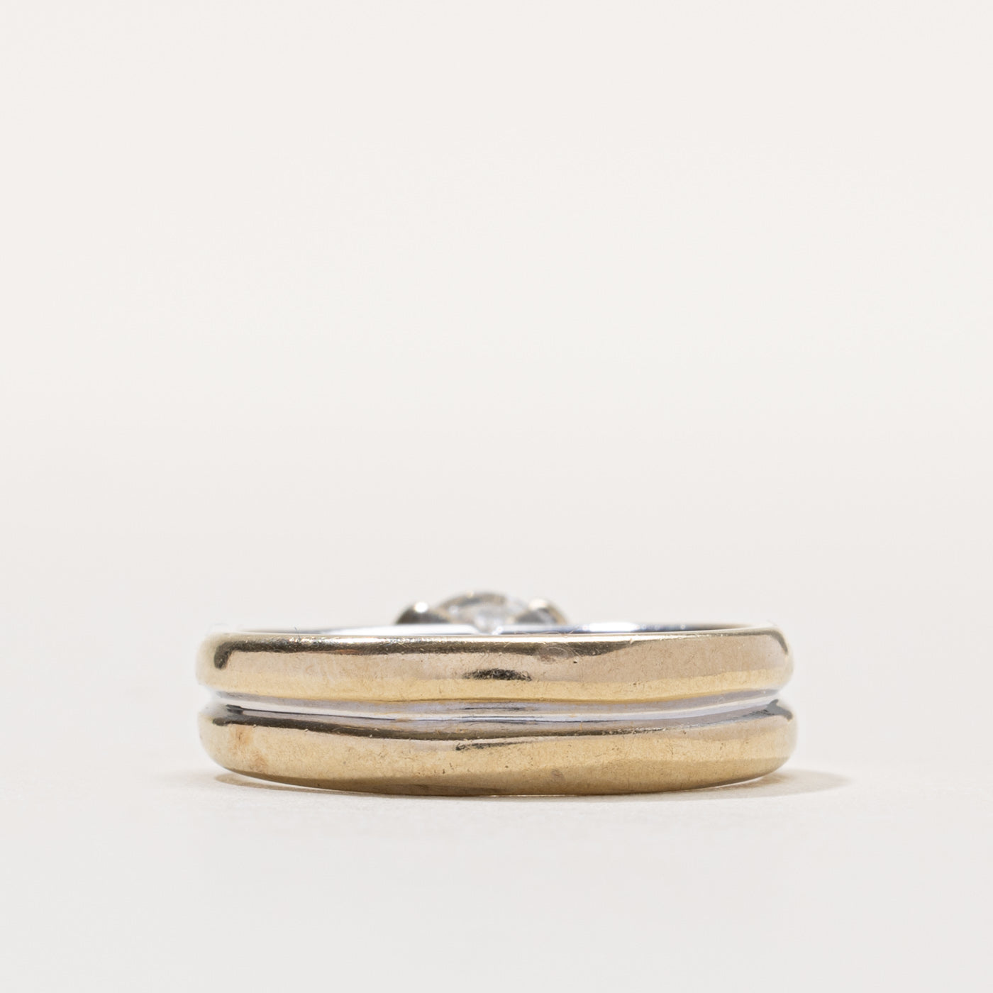 14k Semi Bezel Diamond Grooved Ring | 0.64ct SI1 F/G | SZ 6