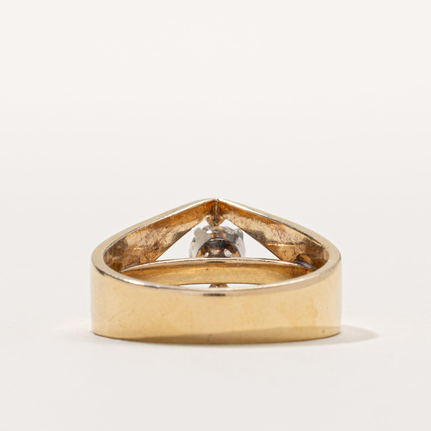 18k Old European Cut Diamond Geometric Chunky Ring | 0.32ct VS2 H/I | SZ 7