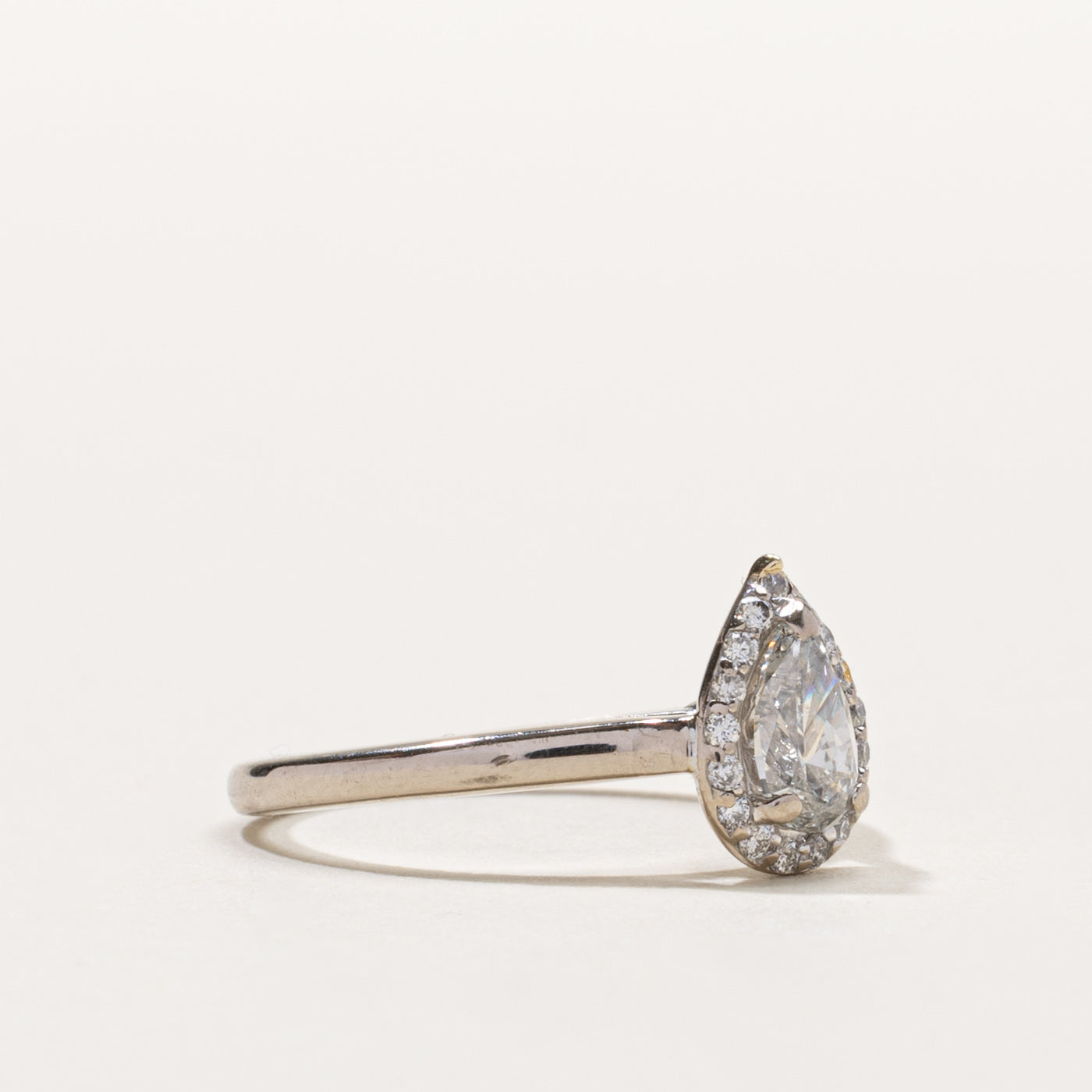 18k Pear Cut Diamond Halo Ring | 0.70ct I1 G/H, 0.09ctw | SZ 5.5