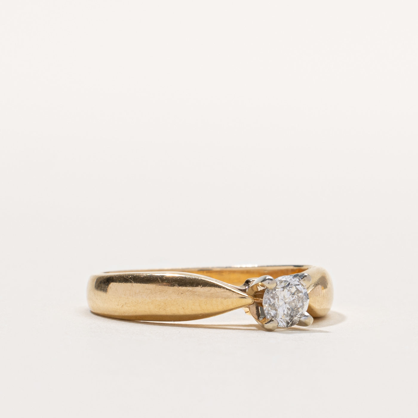 14k Solitaire Diamond Reverse Tapered Ring | 0.24ct I2 H | SZ 7