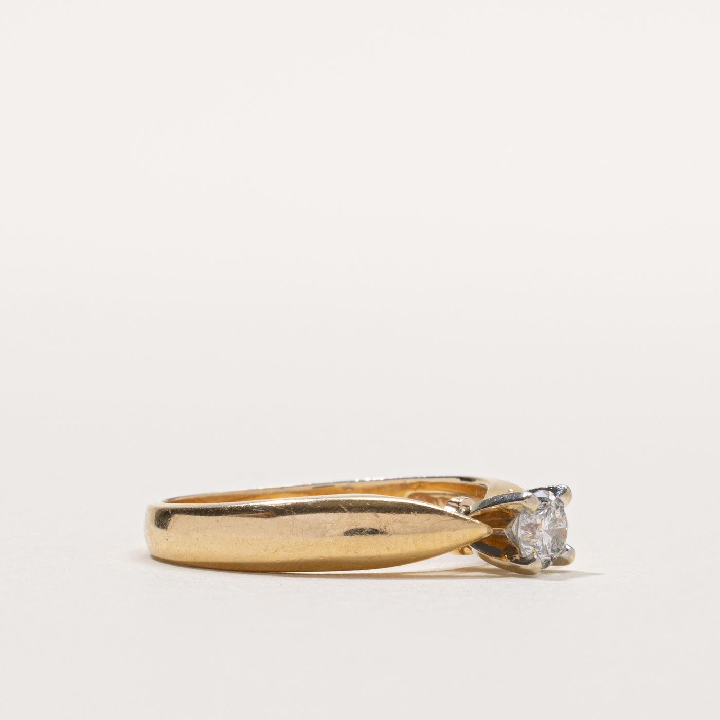 14k Solitaire Diamond Reverse Tapered Ring | 0.24ct I2 H | SZ 7