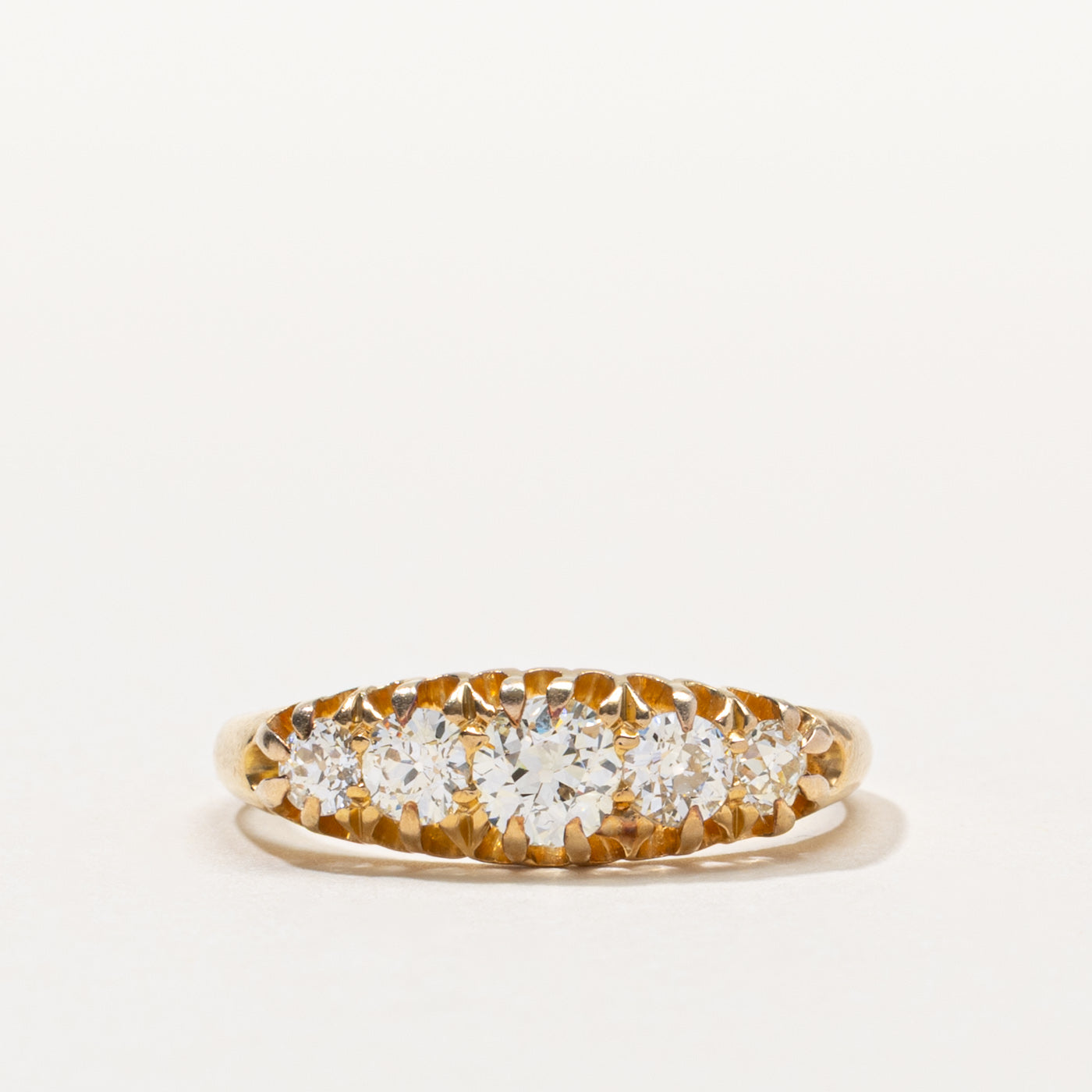 Edwardian 18k European Cut Diamond Boat Ring | 0.52ctw | SZ 8