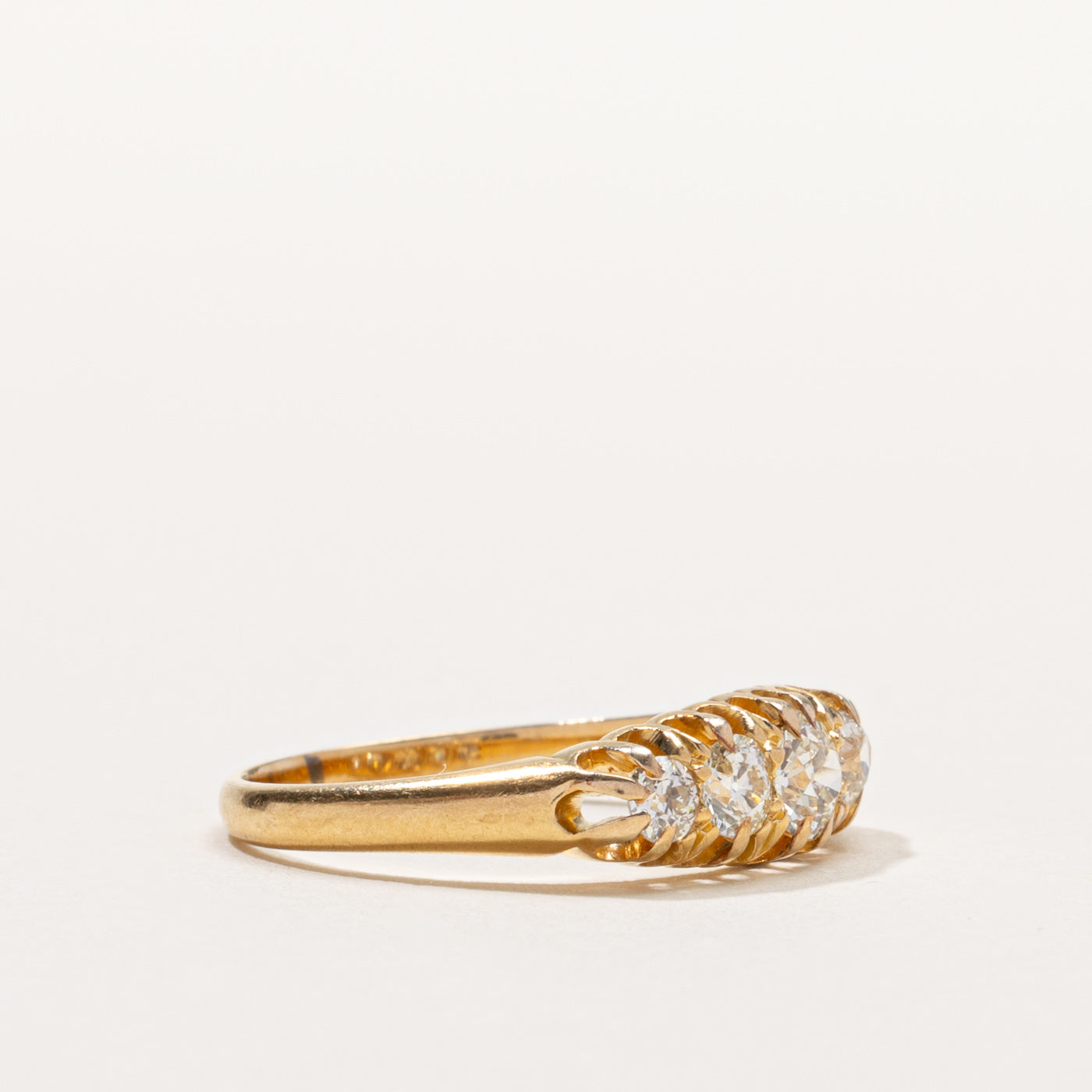 Edwardian 18k European Cut Diamond Boat Ring | 0.52ctw | SZ 8
