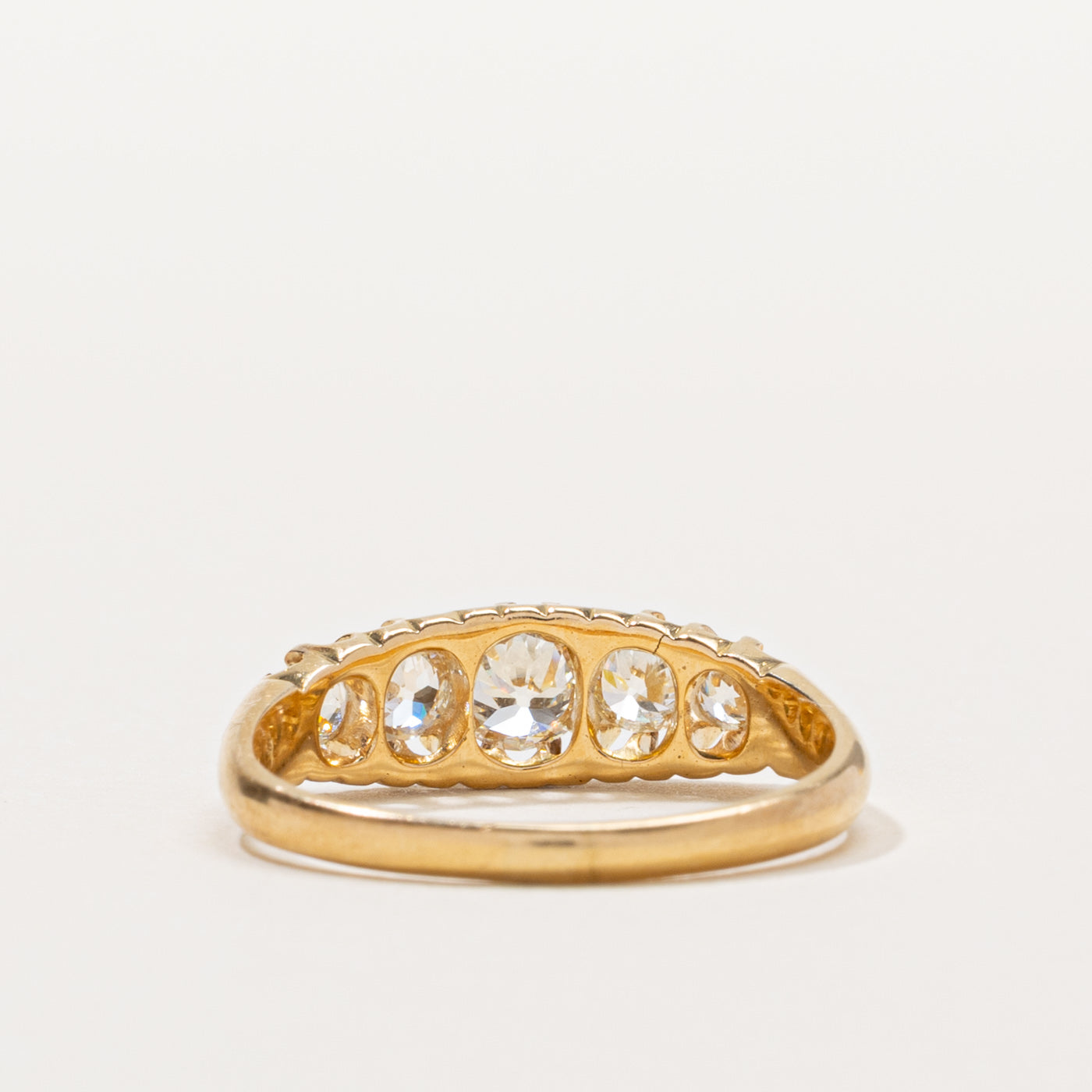 Edwardian 18k European Cut Diamond Boat Ring | 0.52ctw | SZ 8