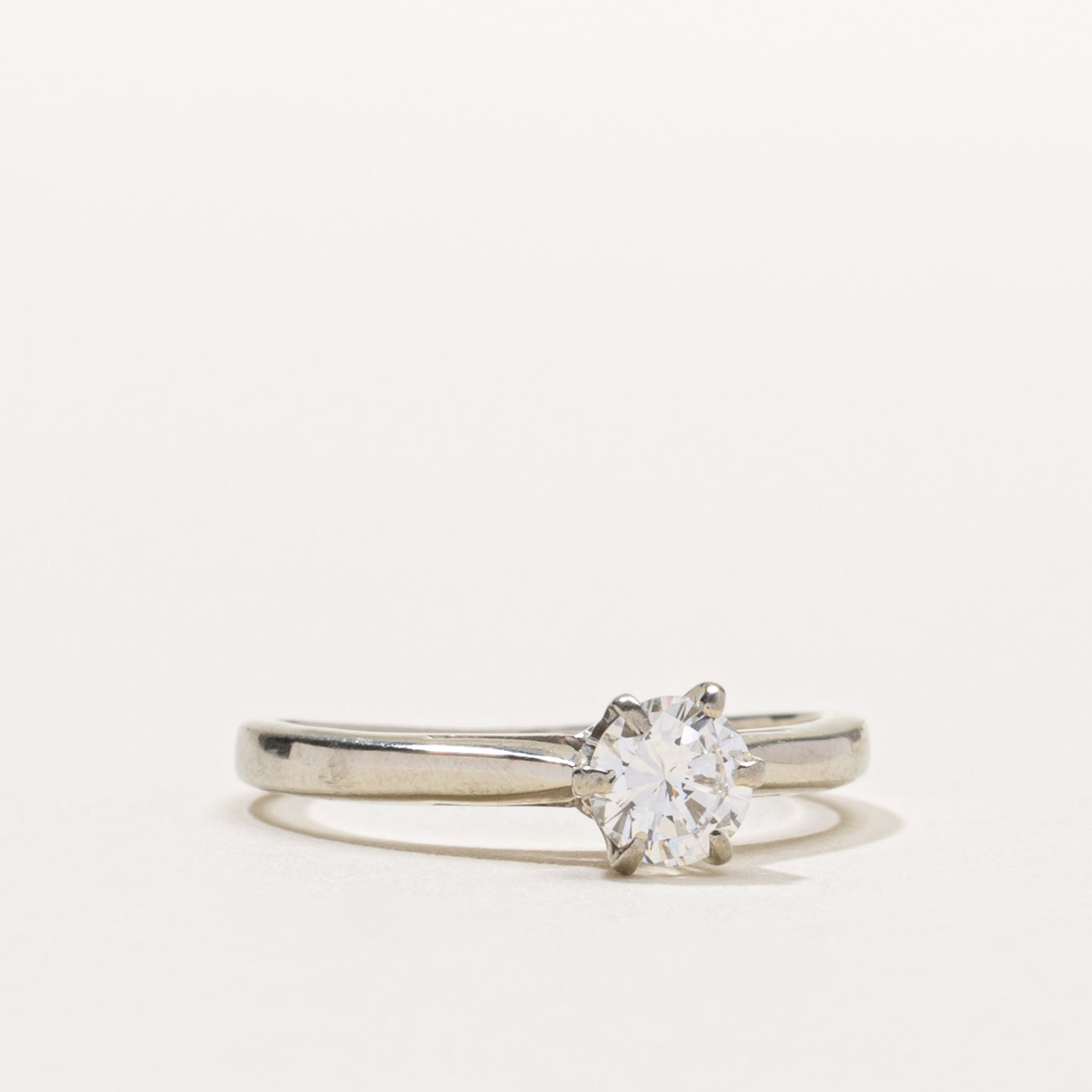 ‘Birks’ 18k Six Prong Round Brilliant Diamond Ring | 0.33ct VS1/VS2 G/H | SZ 3.75
