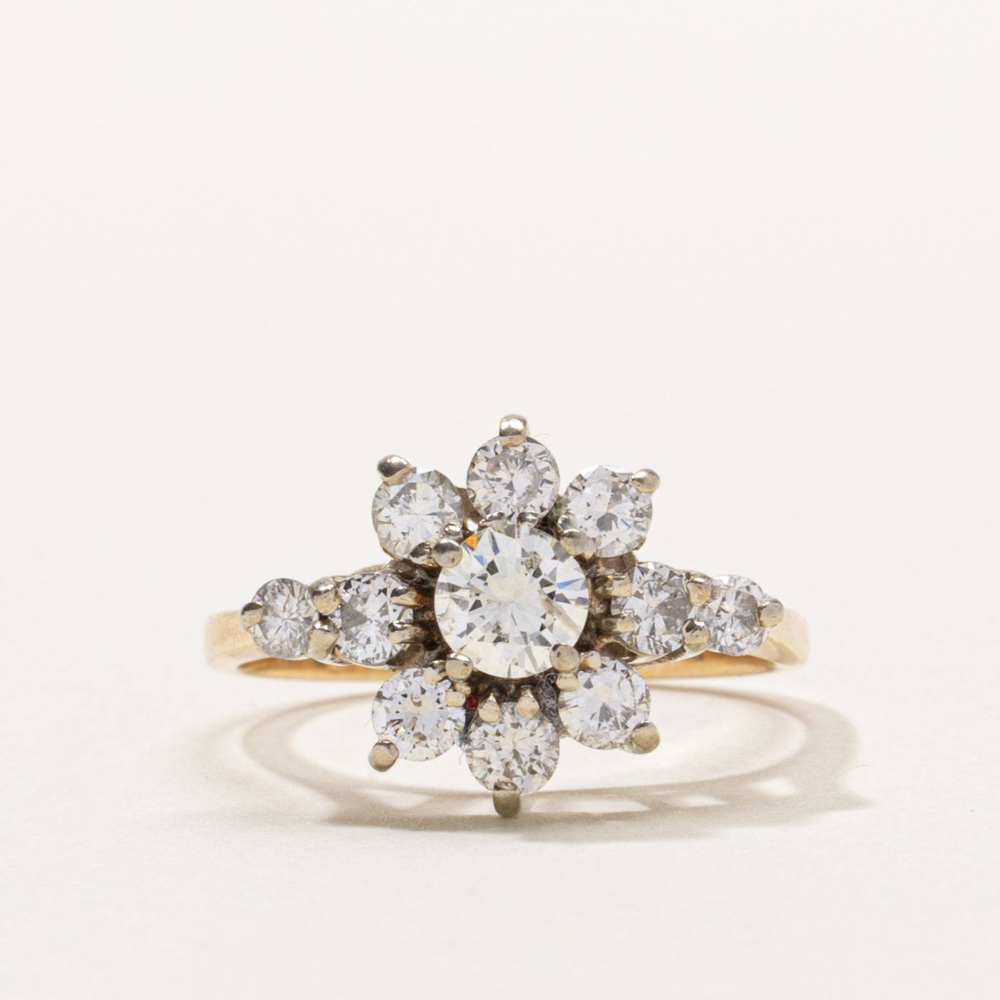 14k Diamond Floral Halo Ring | 0.72ctw | SZ 6