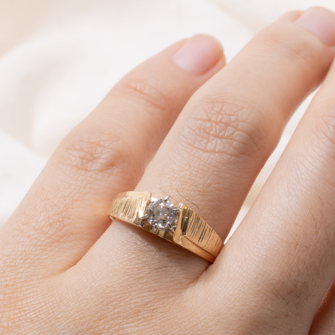 ‘Birks’ 14k Old European Cut Diamond Ring | 0.36ct SI1/I1 J | SZ 8.25
