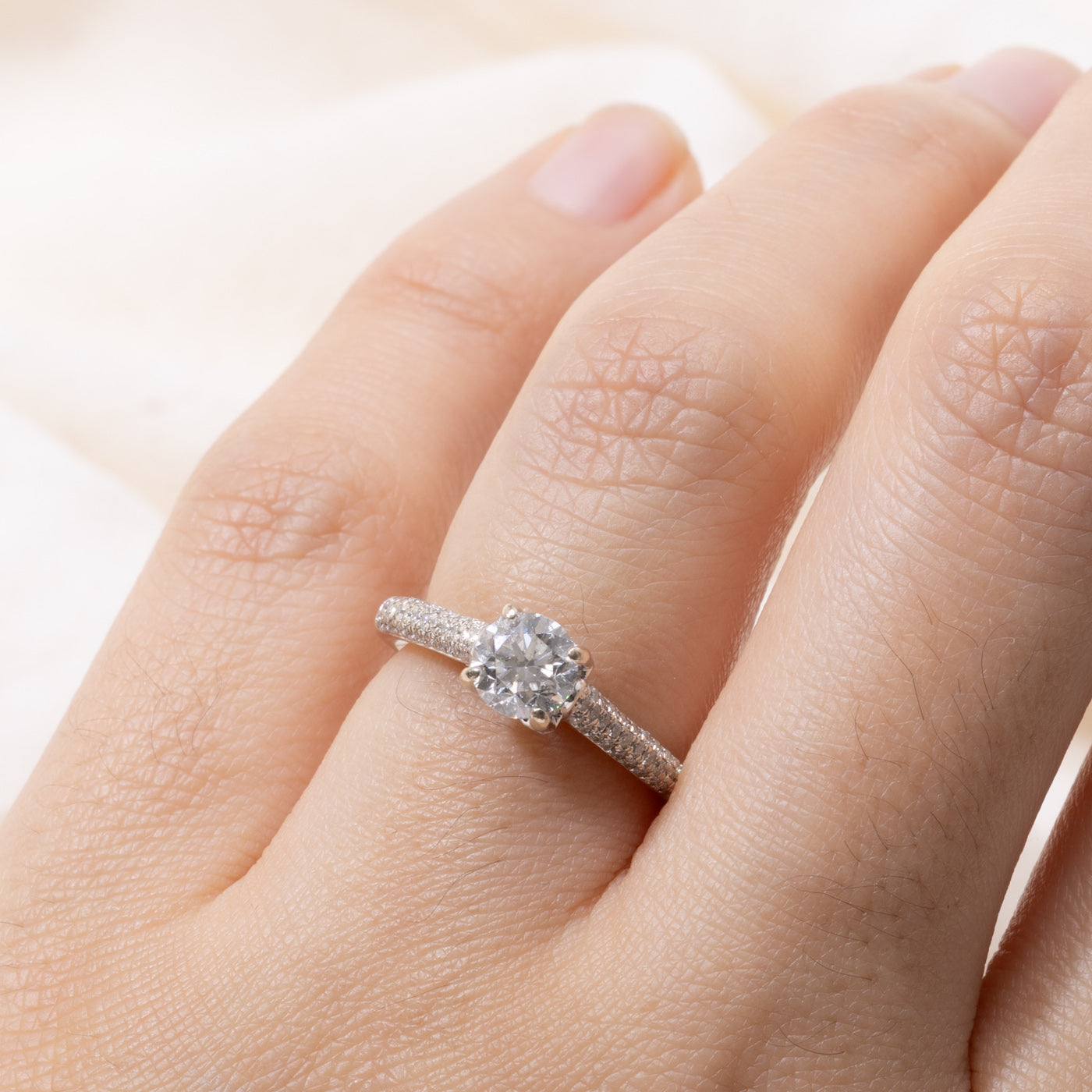 14k Diamond Pavé Set Accented Ring | 0.70ct I1 E, 0.30ctw | SZ 4