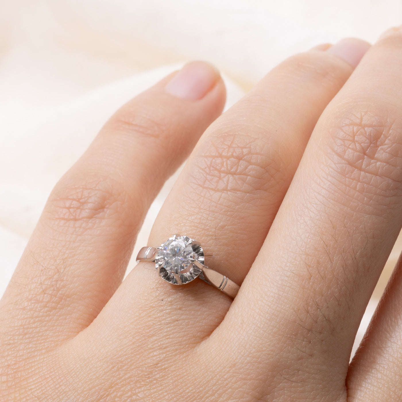 14k Illusion Set Solitaire Diamond Ring | 0.42ct SI2 G/H | SZ 5