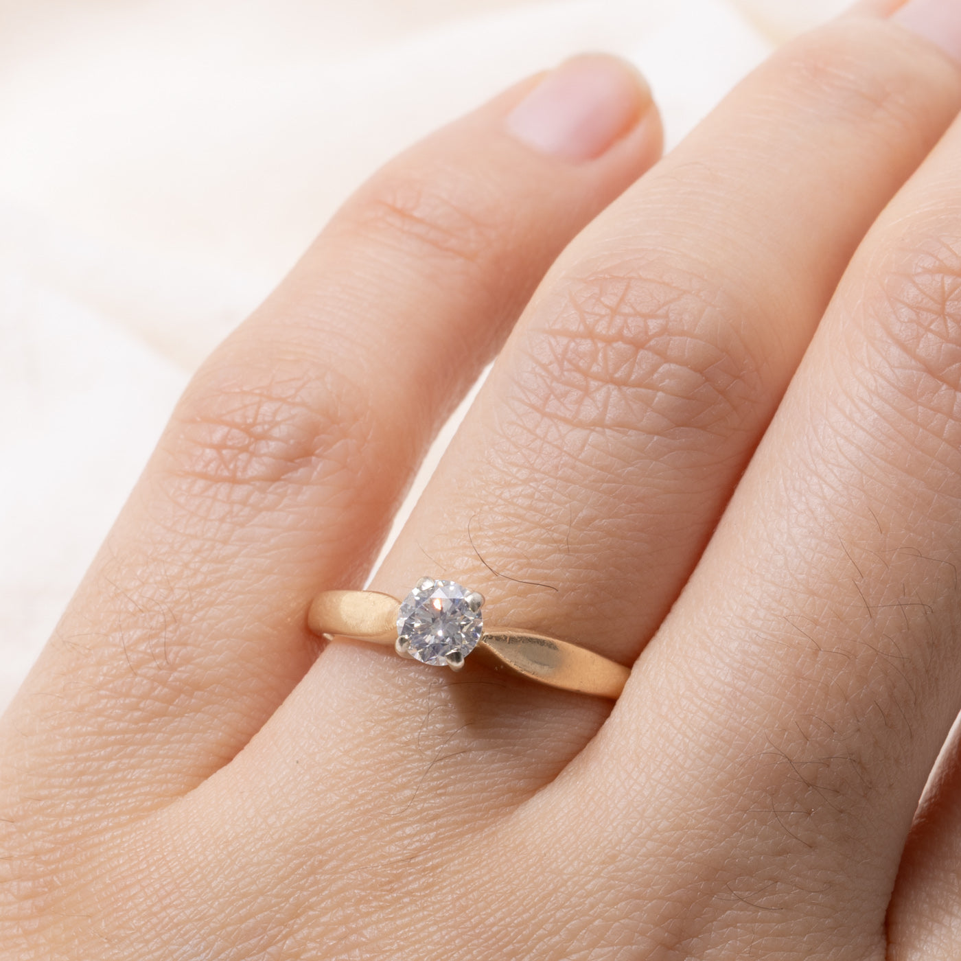 14k Round Brilliant Cut Solitaire Diamond Ring | 0.40ct SI1/SI2 H/I | SZ 8.25
