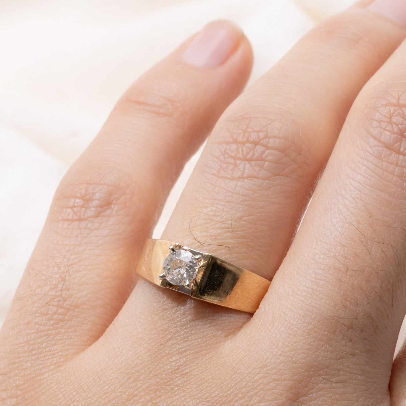 14k Old European Cut Solitaire Diamond Ring | 0.37ct SI2 I/J | SZ 7.25