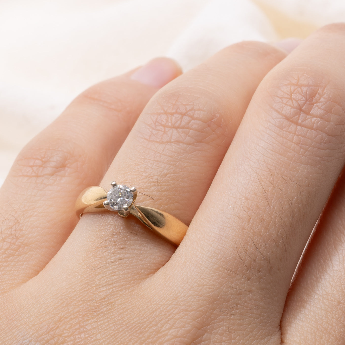 14k Solitaire Diamond Reverse Tapered Ring | 0.24ct I2 H | SZ 7