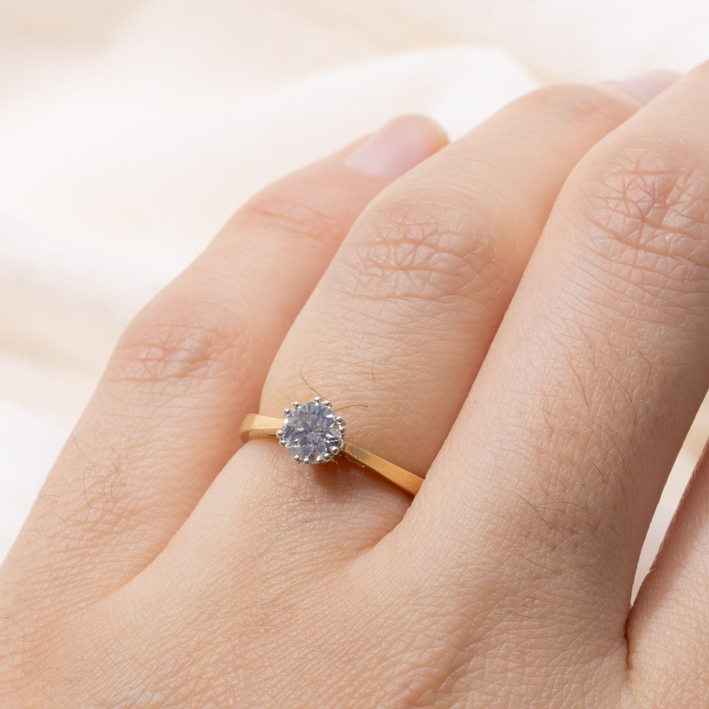 1992 Sheffield 18k Round Brilliant Solitaire Diamond Ring | SZ 4.5