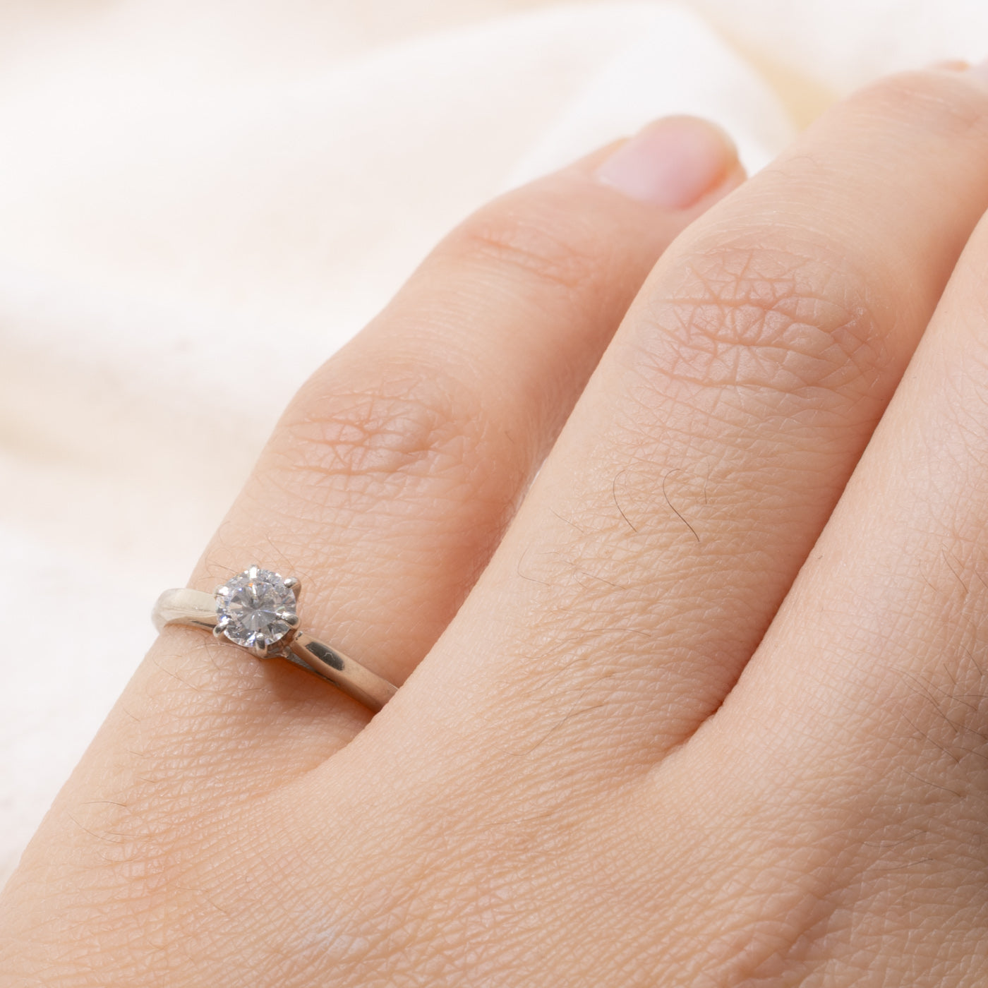 ‘Birks’ 18k Six Prong Round Brilliant Diamond Ring | 0.33ct VS1/VS2 G/H | SZ 3.75