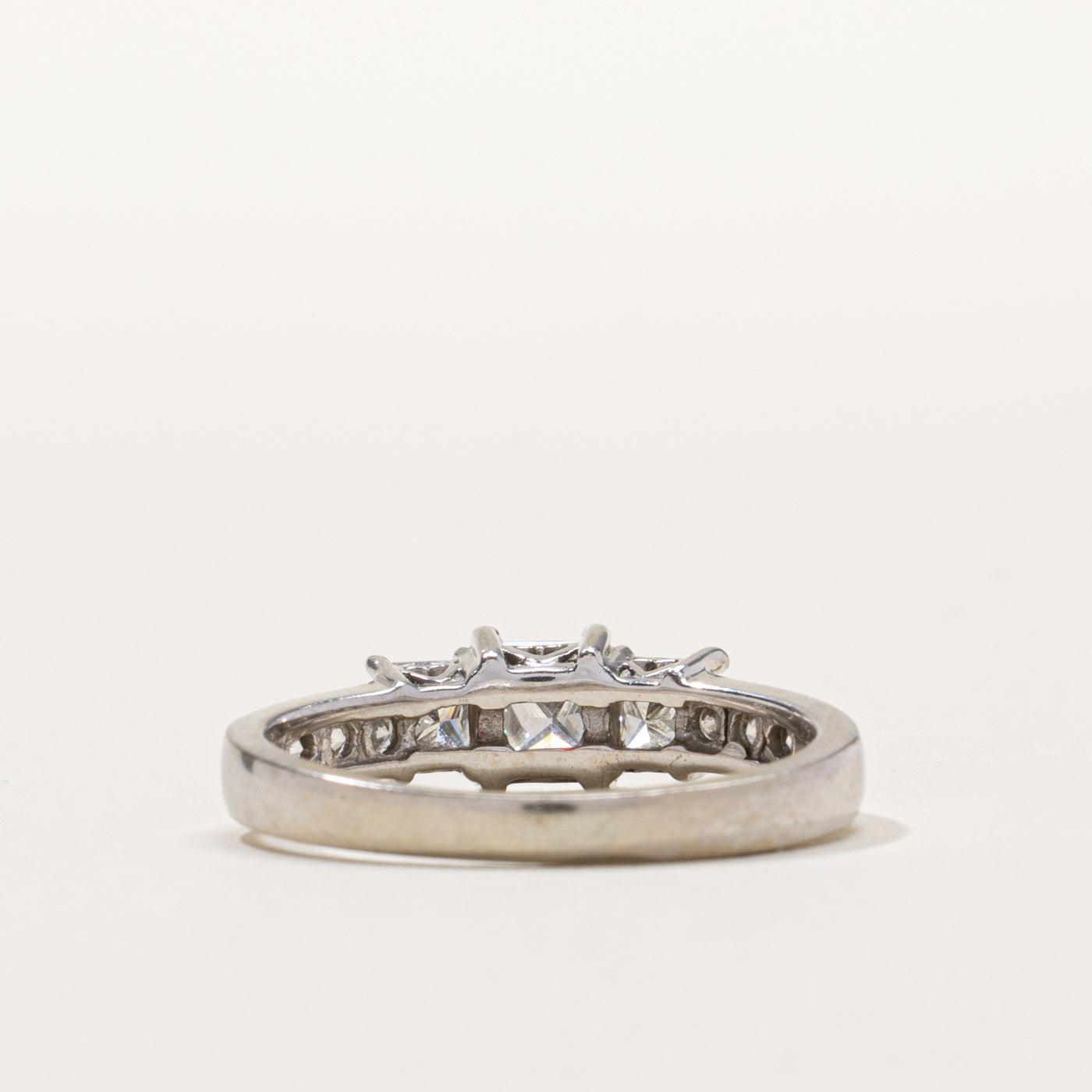 14k Three Stone Princess Cut Diamond Accented Ring | 1.01ctw | SZ 7.25