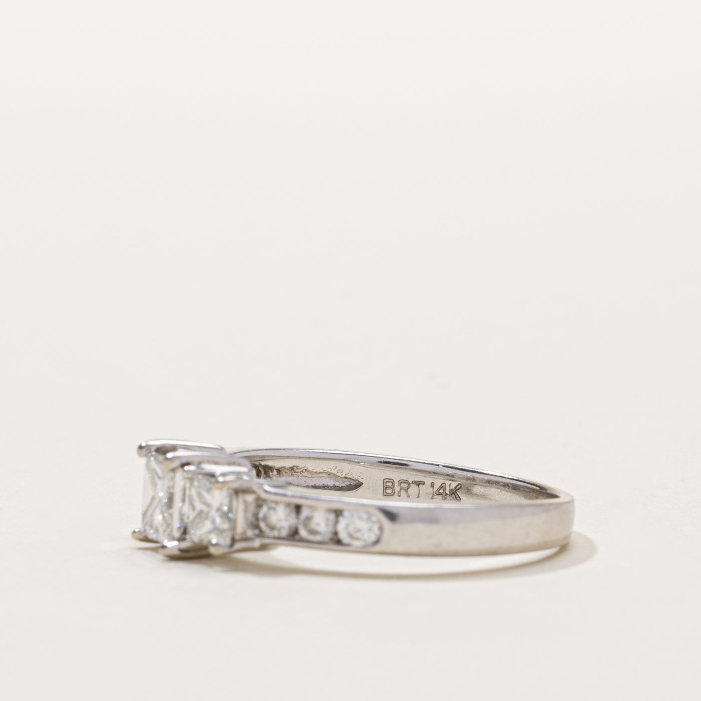 14k Three Stone Princess Cut Diamond Accented Ring | 1.01ctw | SZ 7.25
