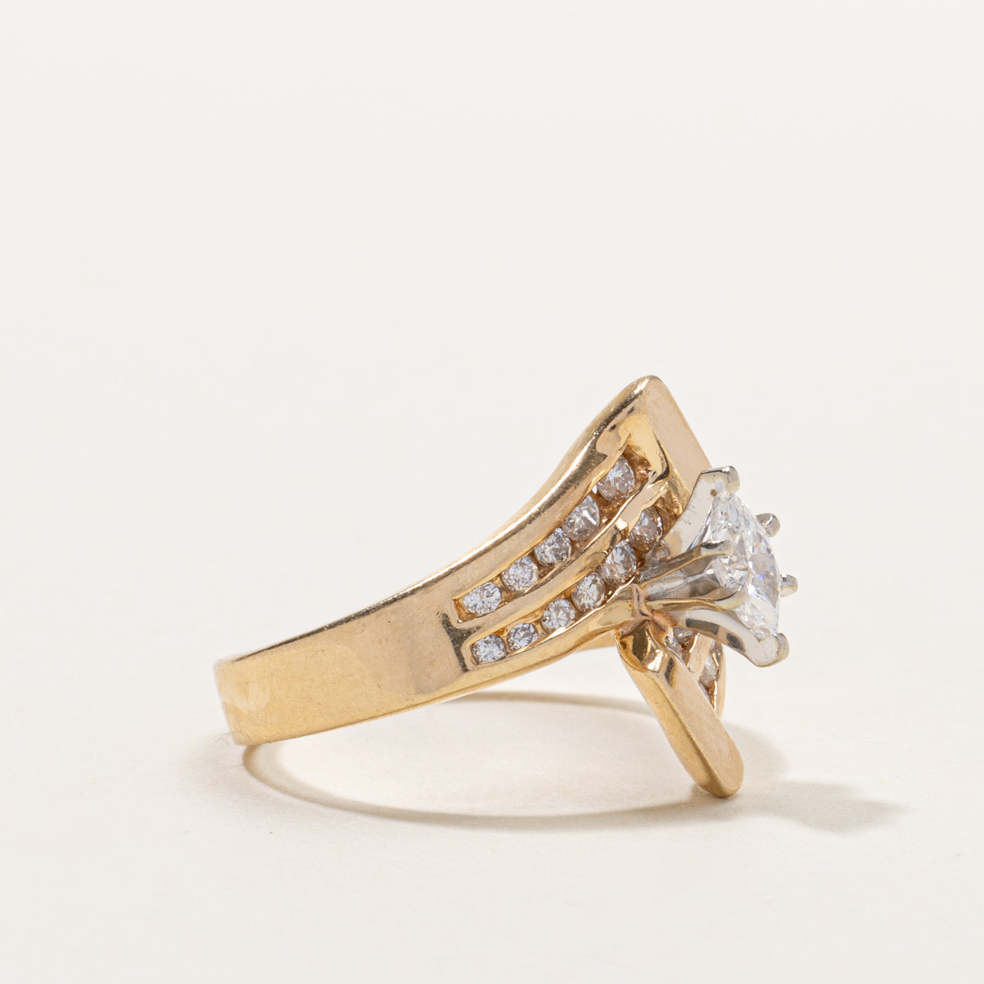14k Marquise Cut Diamond Geometric Bypass Ring | 0.62ctw | SZ 6.5