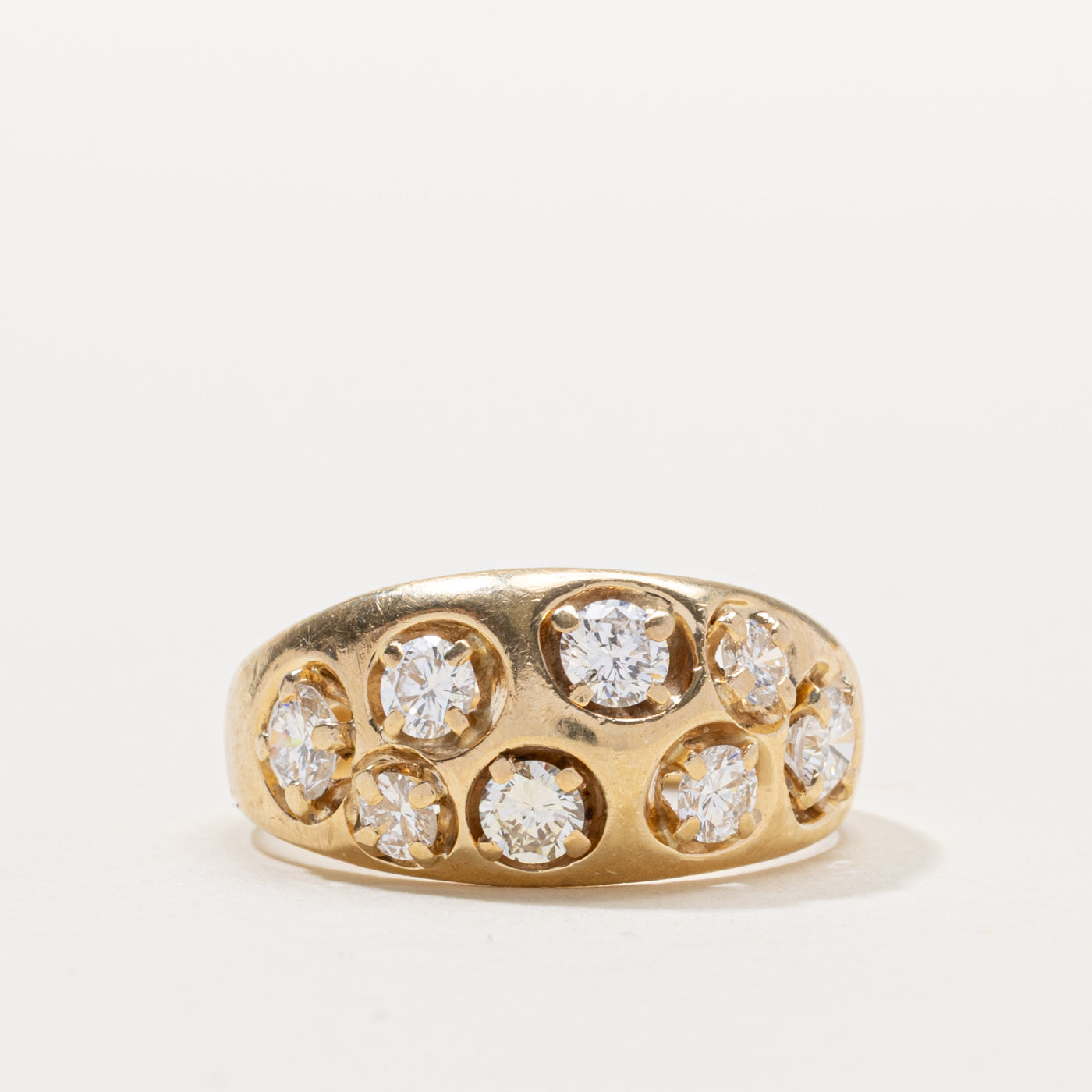 14k Scattered Diamond Dome Ring | 1.36ctw | SZ 9.5