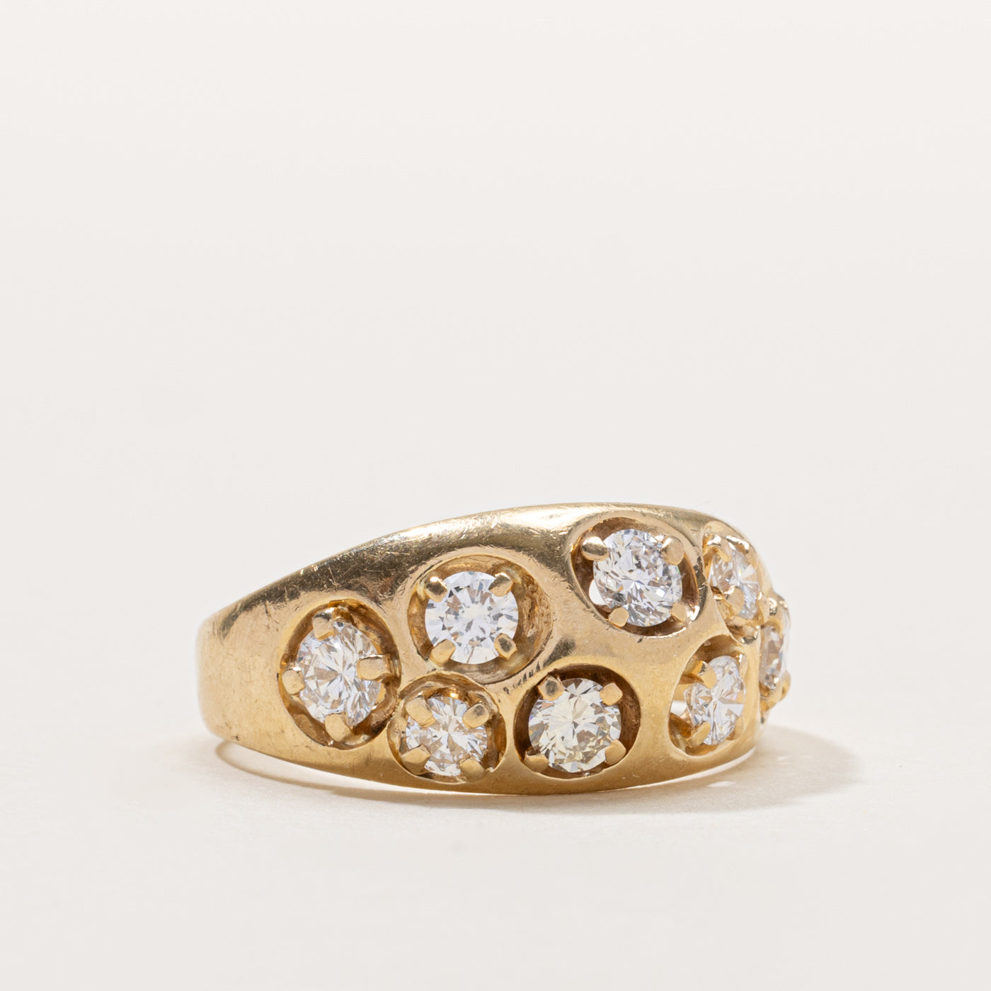 14k Scattered Diamond Dome Ring | 1.36ctw | SZ 9.5