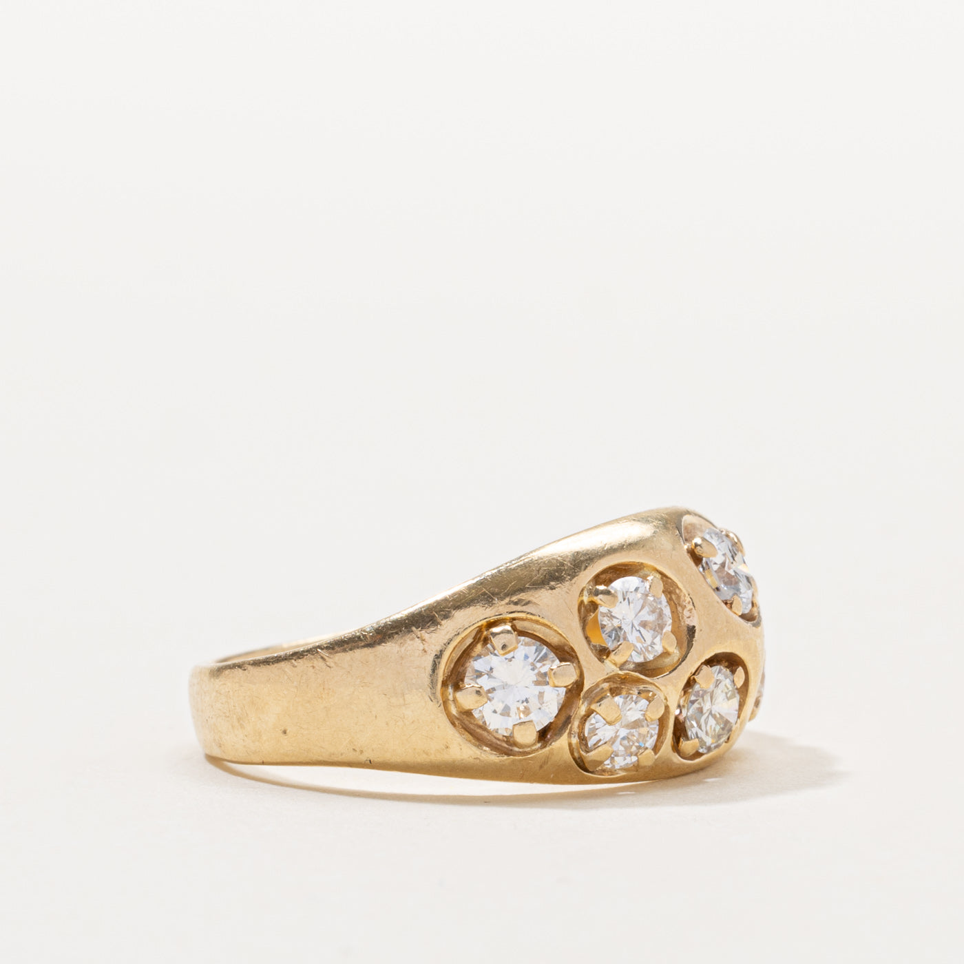 14k Scattered Diamond Dome Ring | 1.36ctw | SZ 9.5