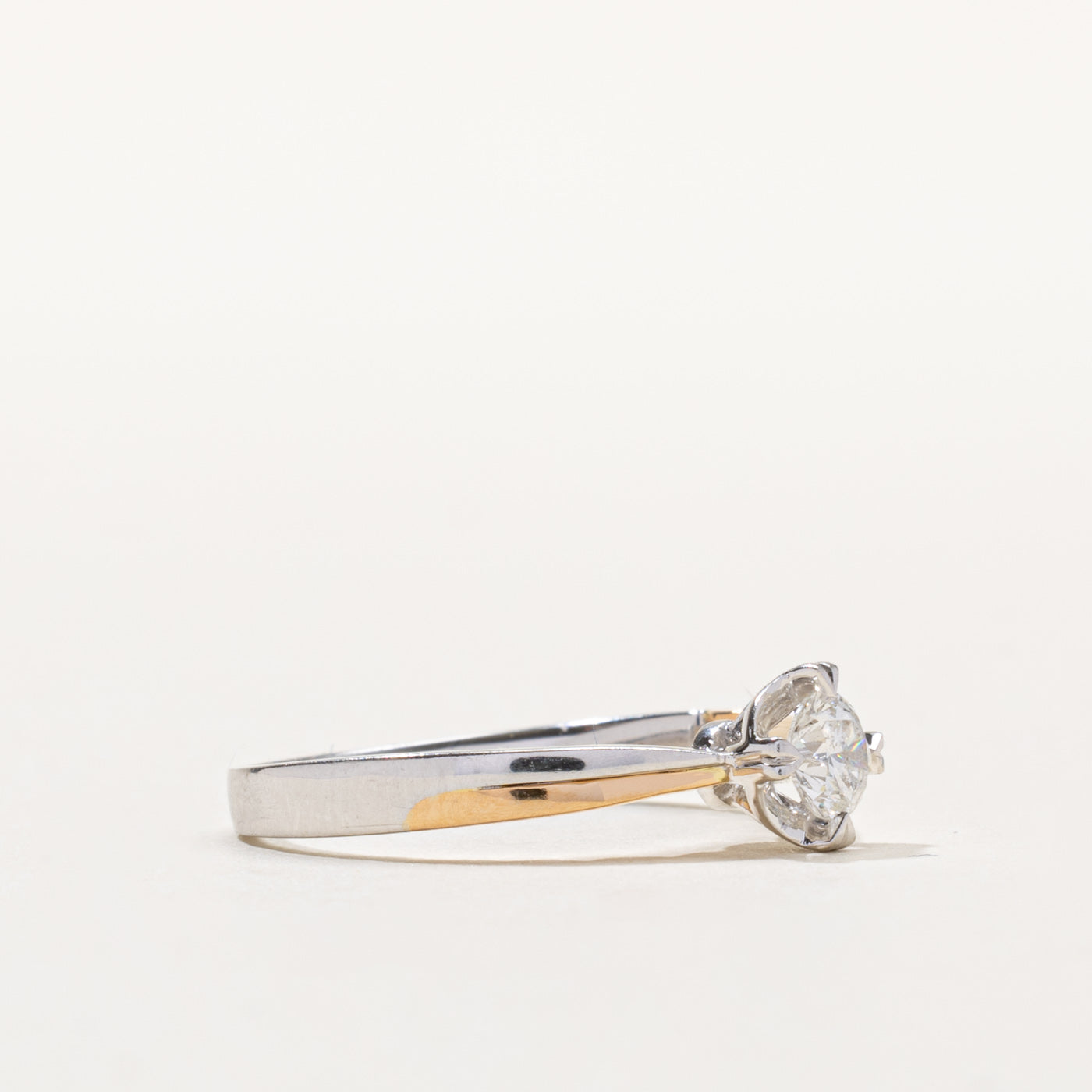 18k Two Tone Gold Solitaire Diamond Ring | 0.34ct I1/I2 G/H | SZ 6.75