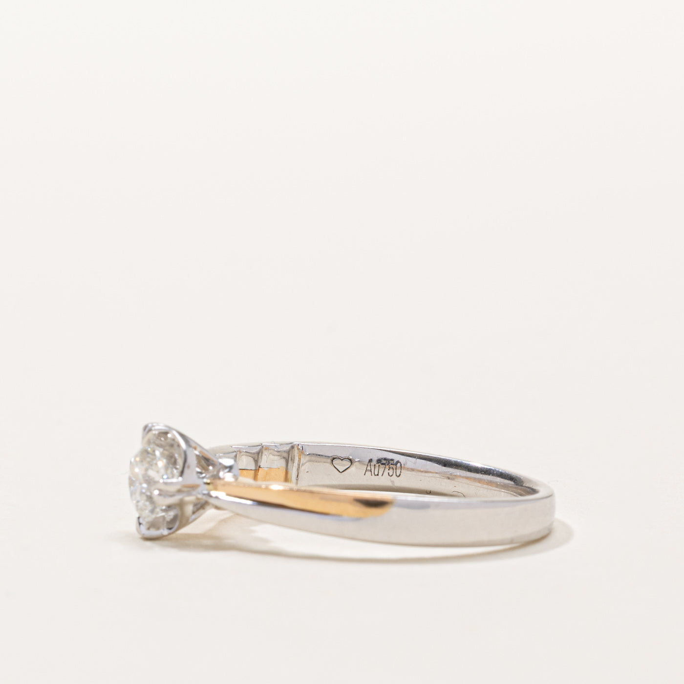 18k Two Tone Gold Solitaire Diamond Ring | 0.34ct I1/I2 G/H | SZ 6.75