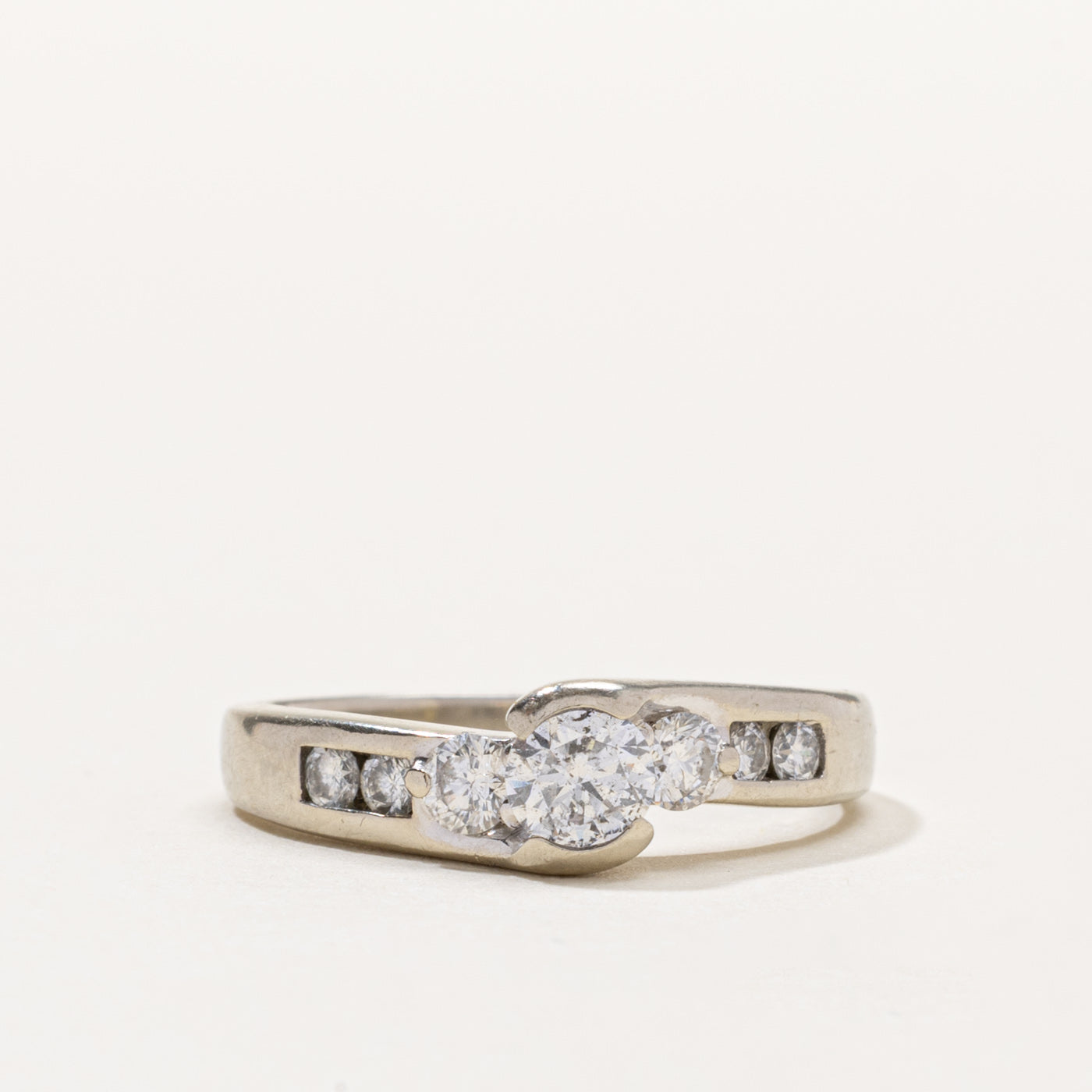14k Three Stone Diamond Accented Ring | 0.80ctw | SZ 7.5