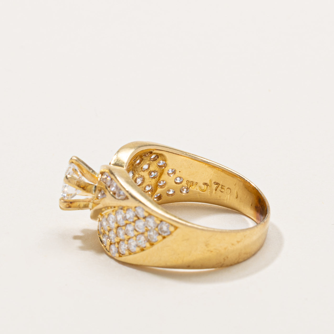 18k High Set Diamond Pave Accented Ring | 0.38ct VS1 F/G, 0.48ctw | SZ 6.25