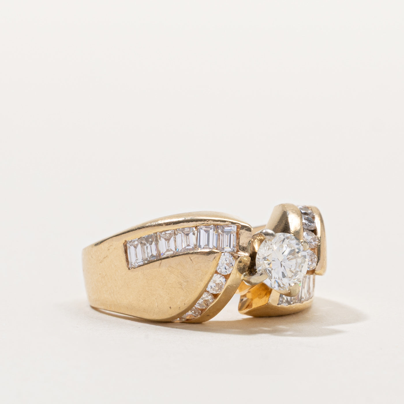 14k High Set Diamond Geometric Ring | 0.42ct SI2 G/H, 0.55ctw | SZ 7.5