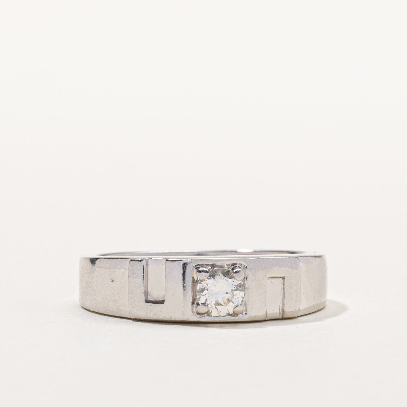 18k Solitaire Diamond Geometric Band | 0.32ct I1 H/I | SZ 9.0