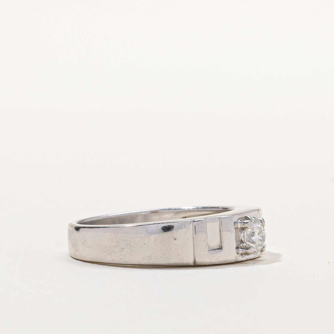 18k Solitaire Diamond Geometric Band | 0.32ct I1 H/I | SZ 9.0