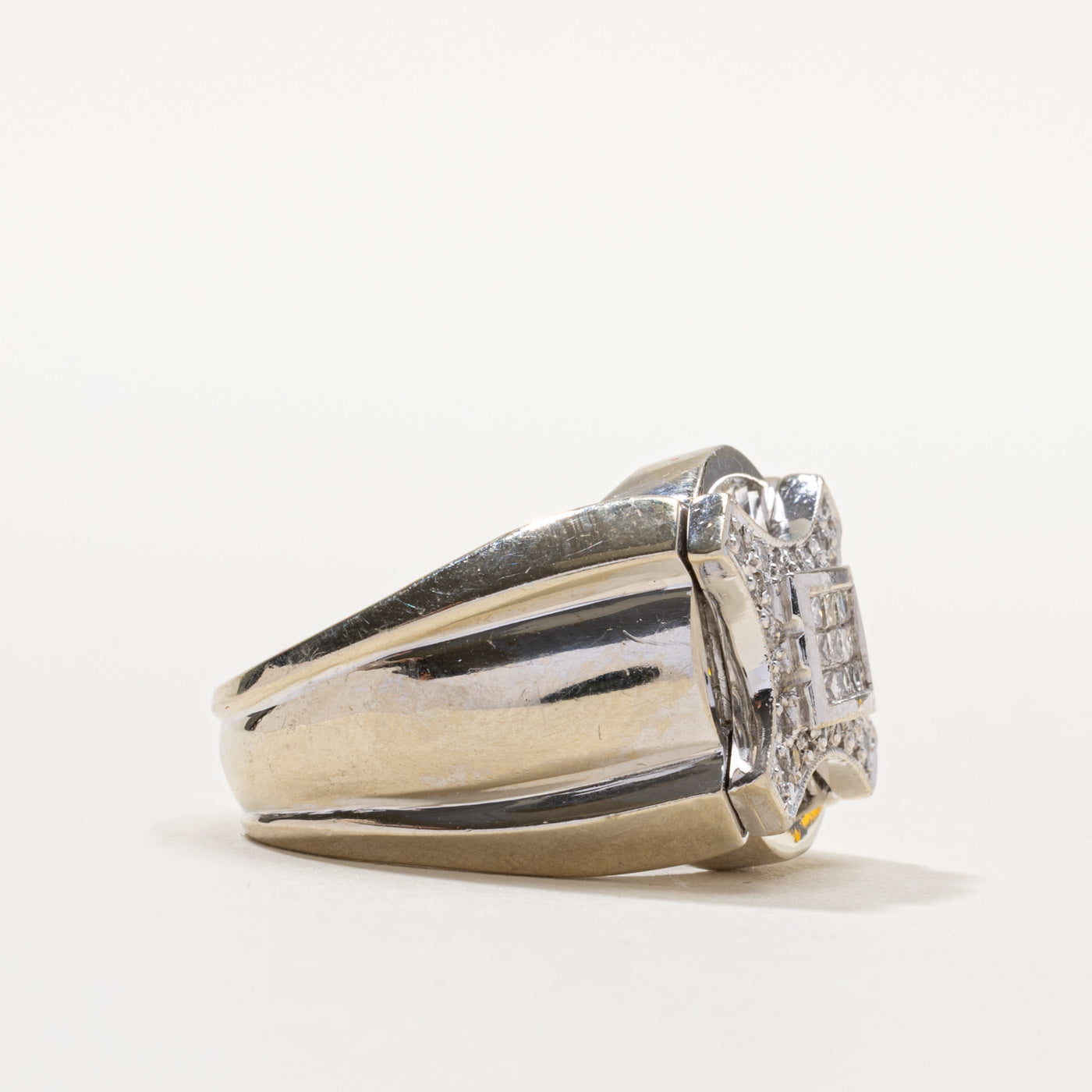 14k Diamond Grid Chunky Ring | 1.30ctw | SZ 9.25
