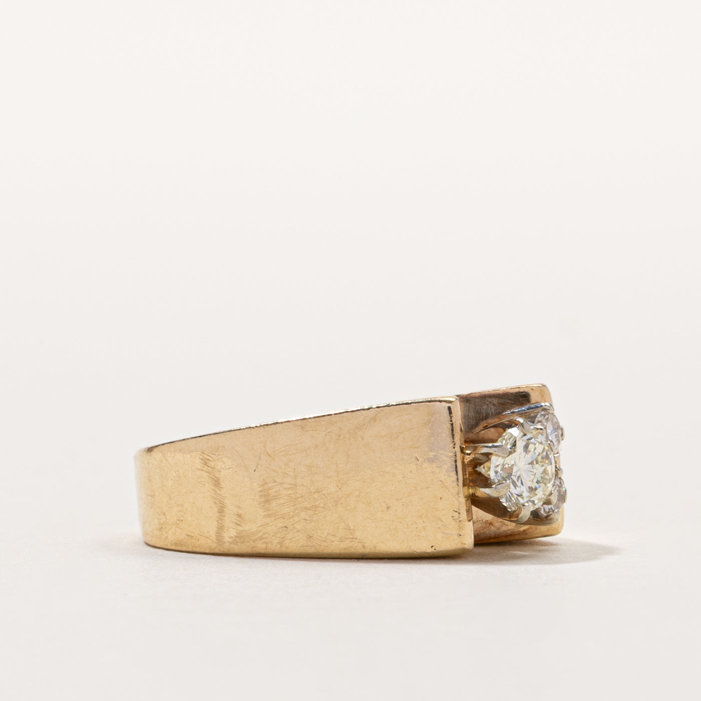 14k Three Stone Diamond Chunky Ring | 0.34ctw | SZ 4.5