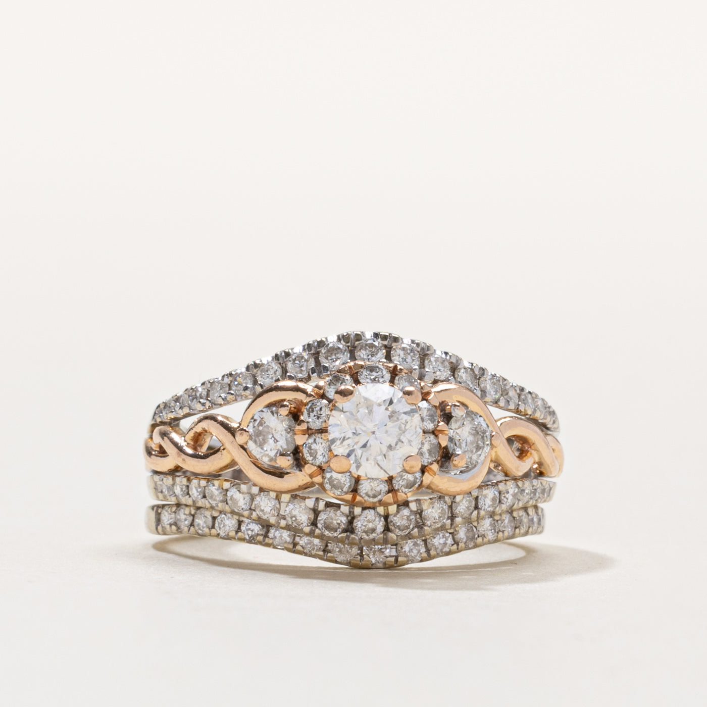 14k Diamond Ornate Design Wedding Ring Set | 0.28ct I2 G/H, 0.72ctw | SZ 5.75