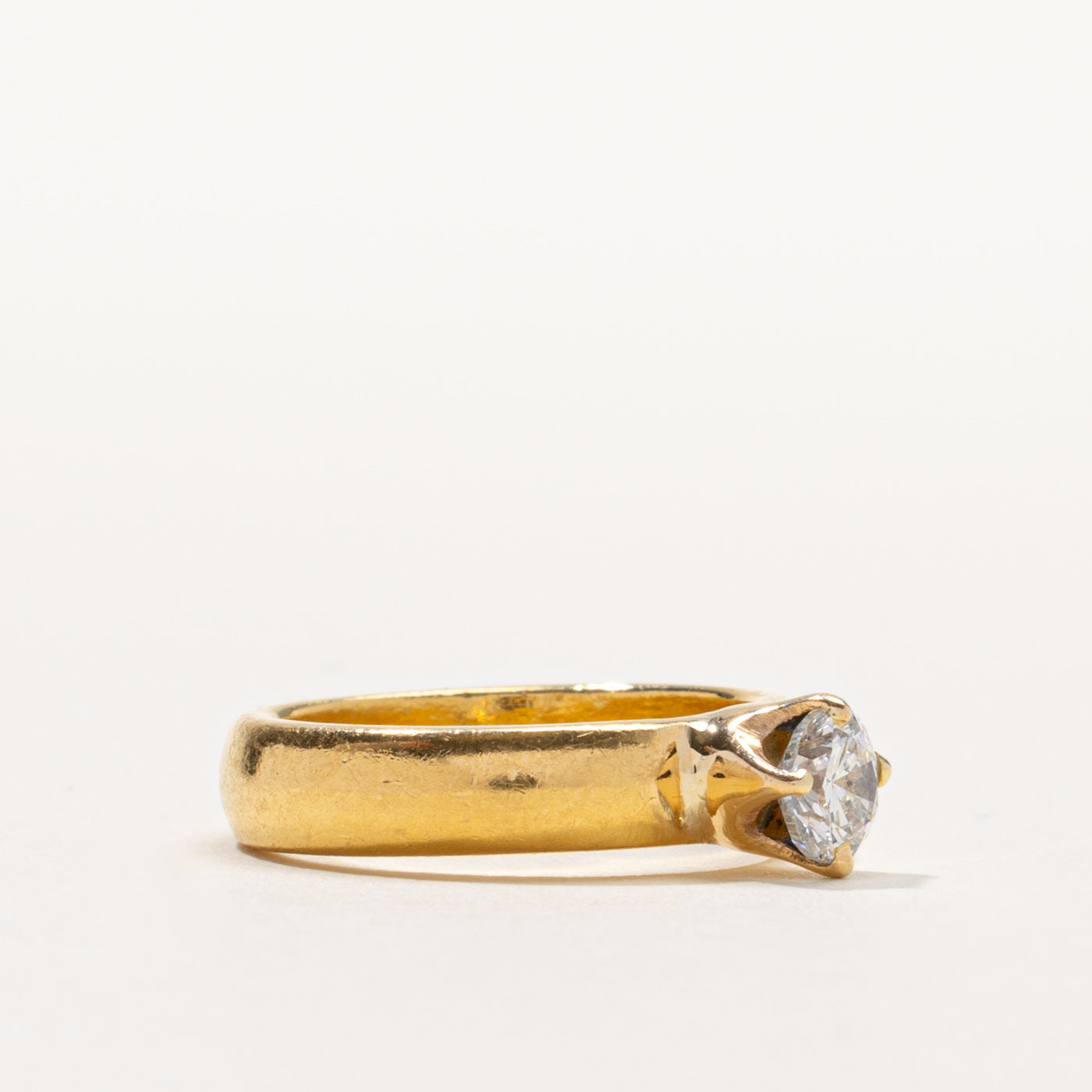 22k Solitaire Diamond Chunky Band Ring | 0.47ct I1 G/H | SZ 4.5