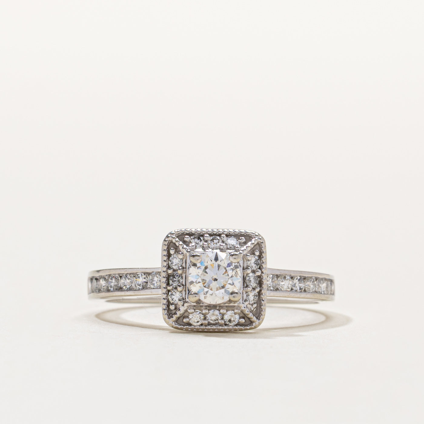 Diamond Halo Milgrain Ring | 0.30ct SI2 H, 0.34ctw | SZ 7.75