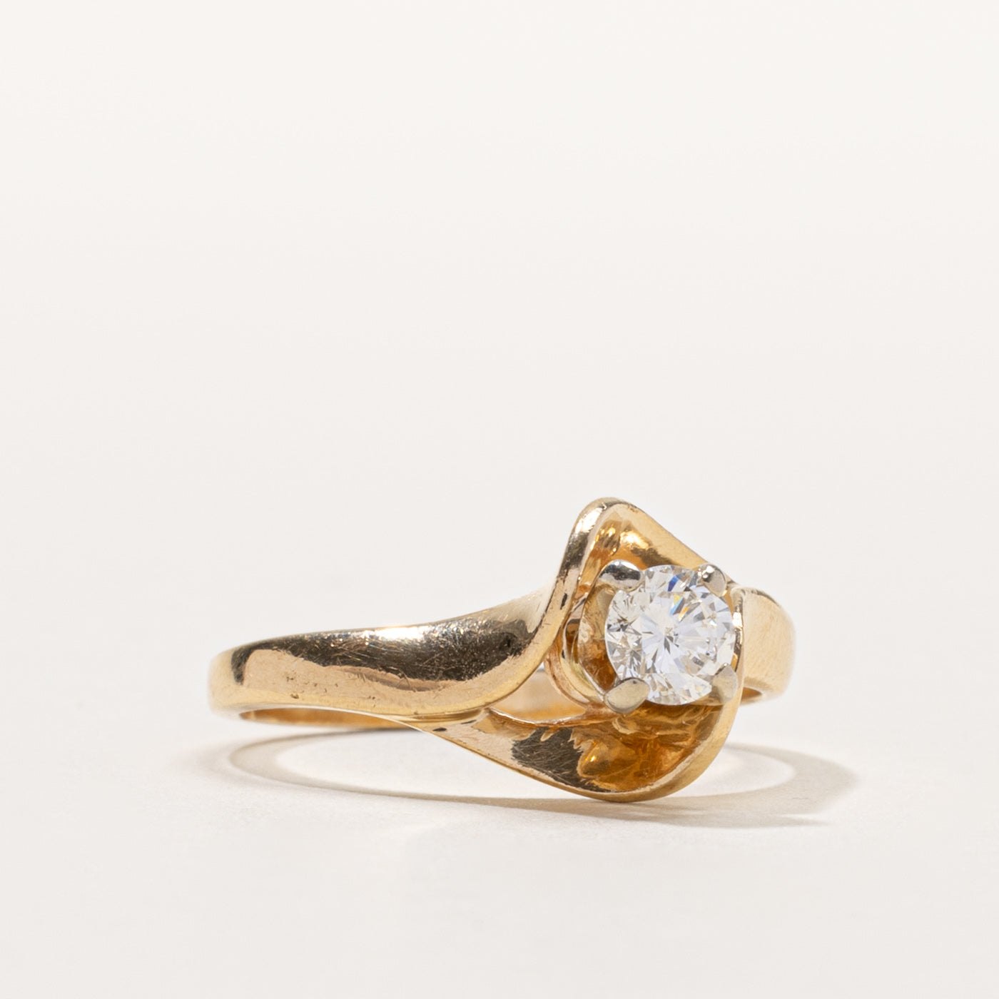 14k Solitaire Diamond Abstract Ring | 0.30ct VS2 I/J | SZ 6.75