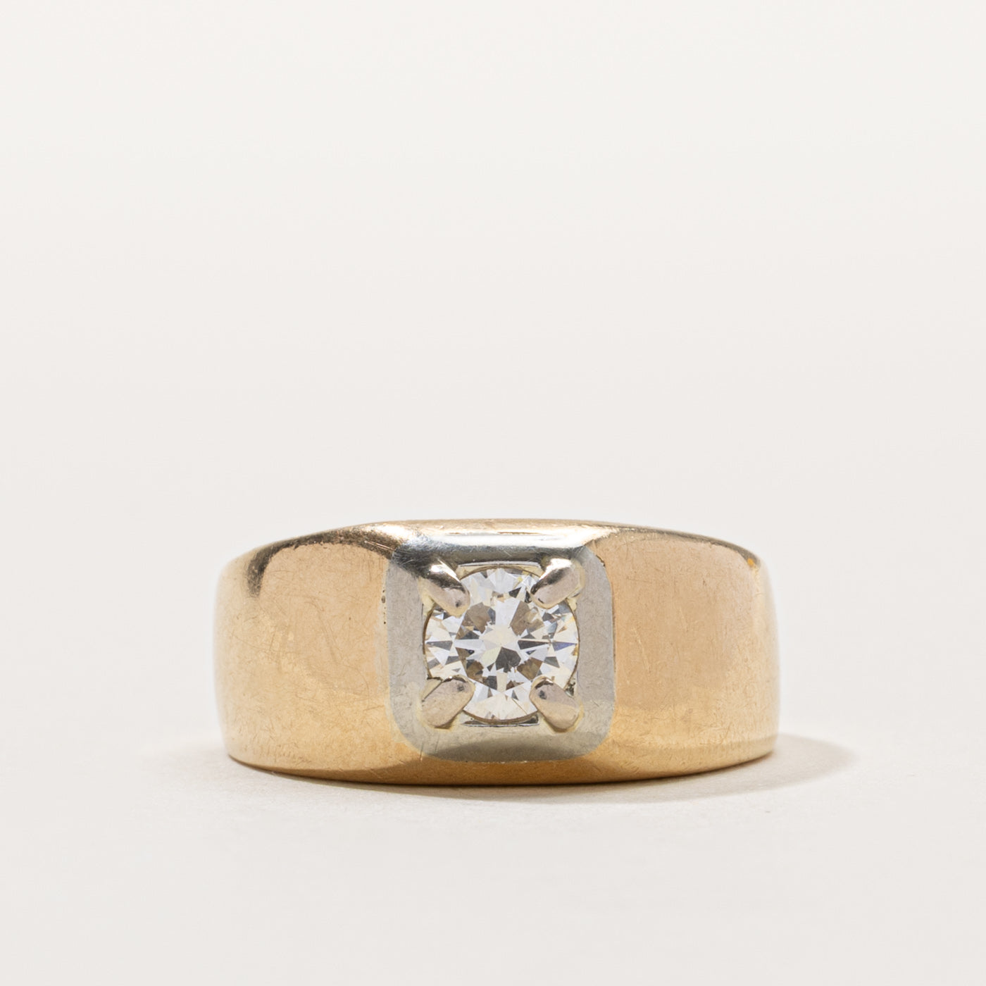 10k Round Brilliant Cut Solitaire Diamond Chunky Ring | 0.47ct VS2/SI1 J/K | SZ 6.75