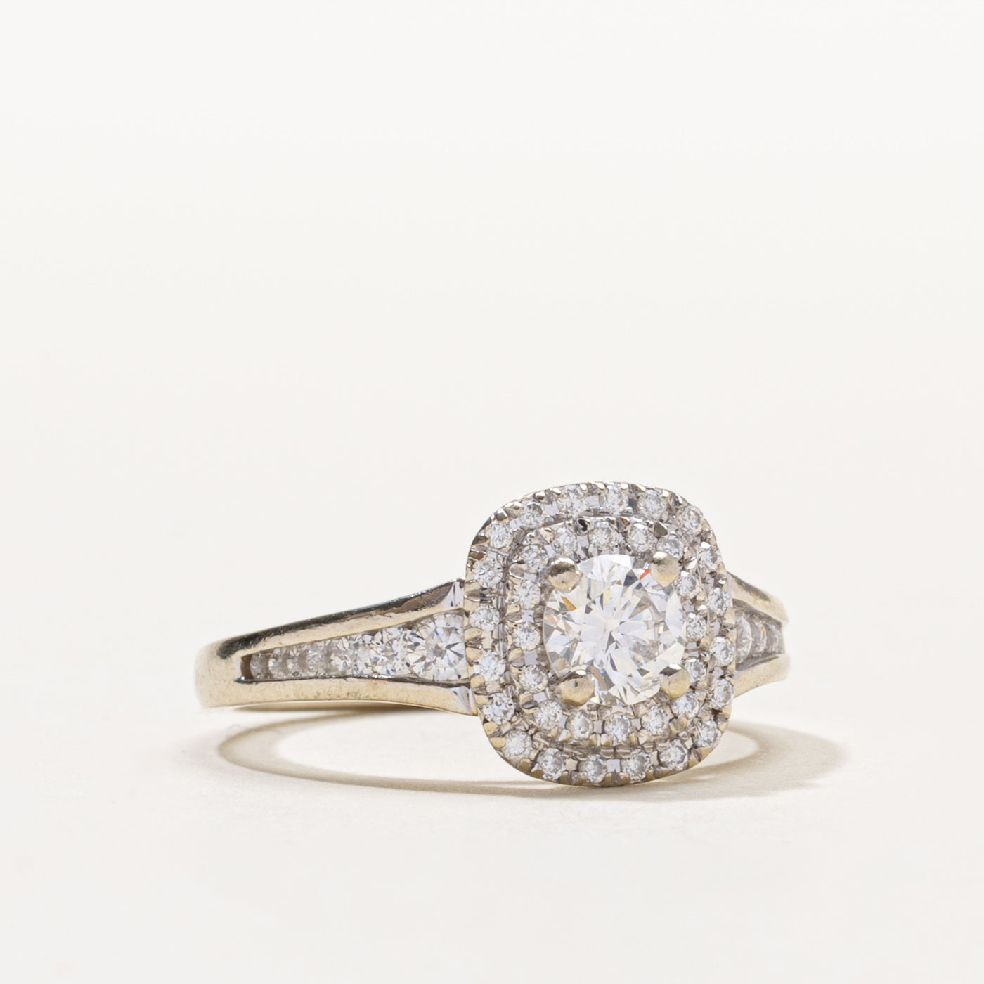 14k Diamond Double Halo Ring | 0.50ct SI2 H/I, 0.25ctw | SZ 6.5