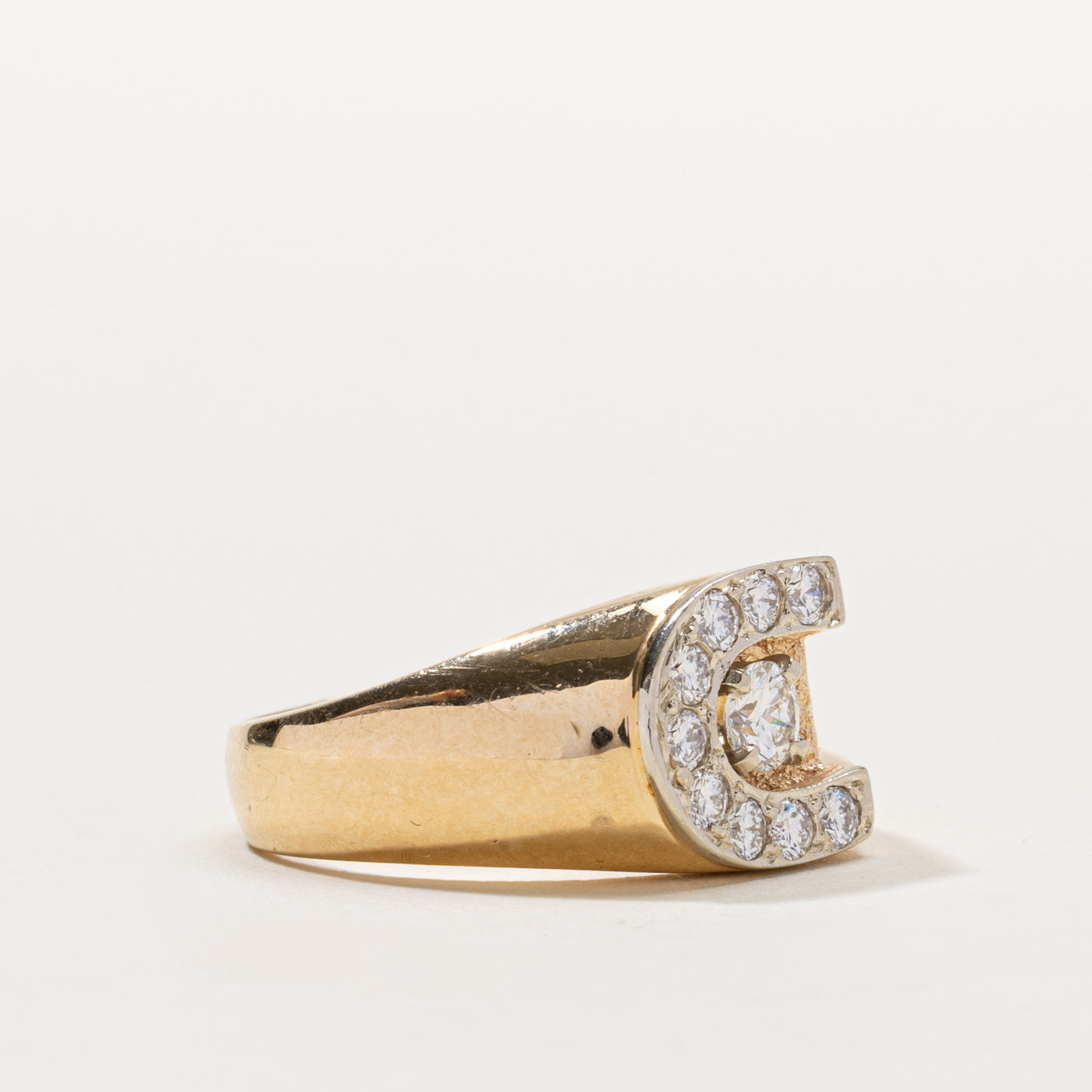 14k Diamond "C" Initial Signet Ring | 0.89ctw | SZ 10