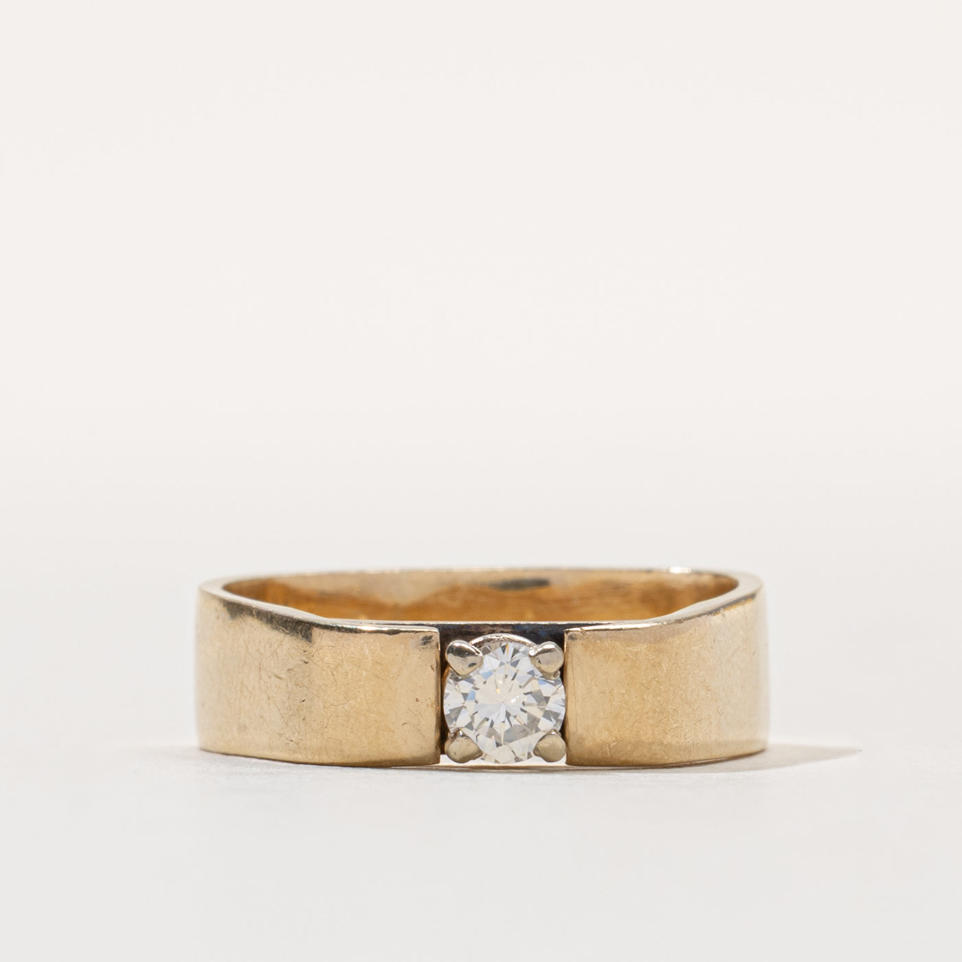 14k Diamond Solitaire Soft Square Ring | 0.26ct SI1 H/I | SZ 7.75