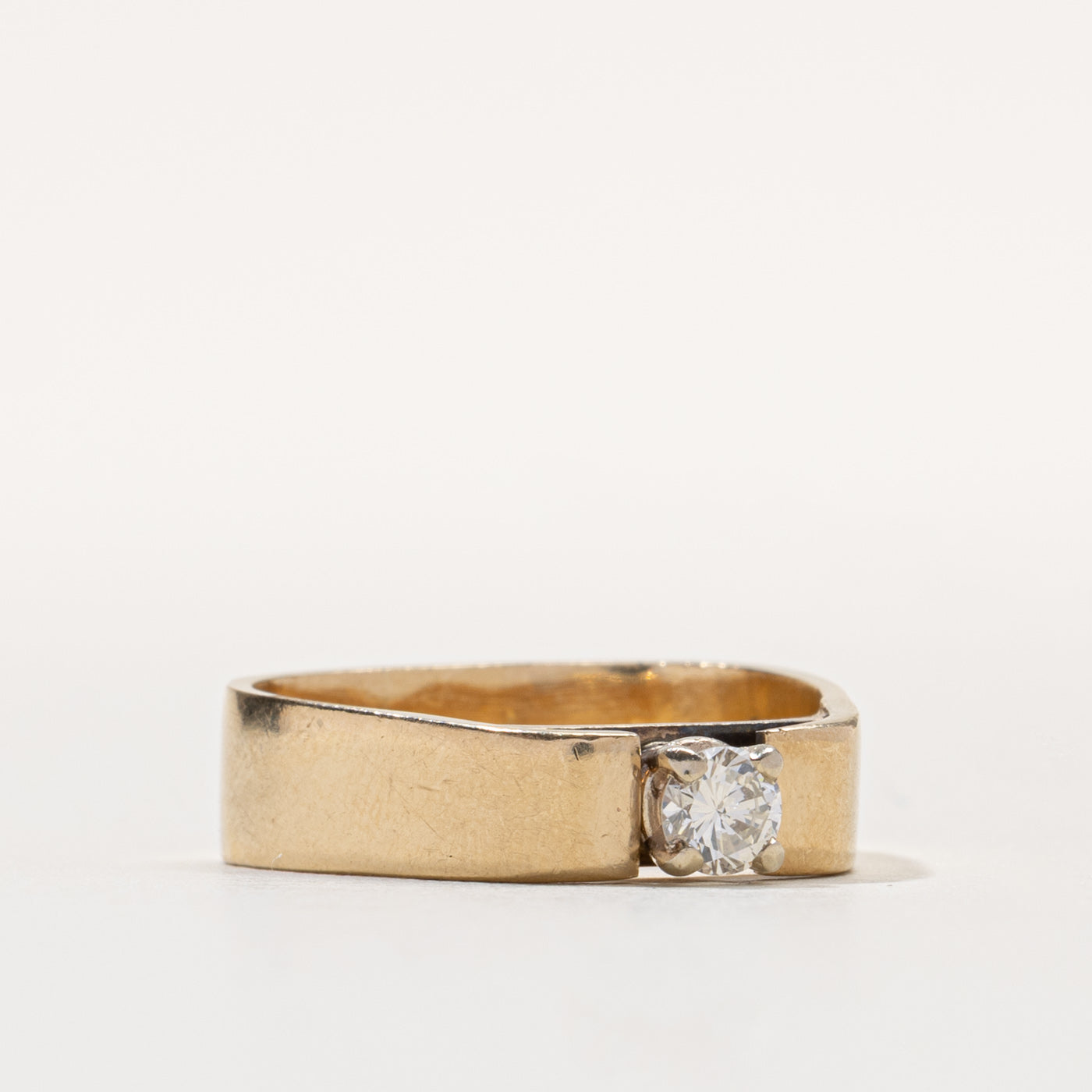 14k Diamond Solitaire Soft Square Ring | 0.26ct SI1 H/I | SZ 7.75