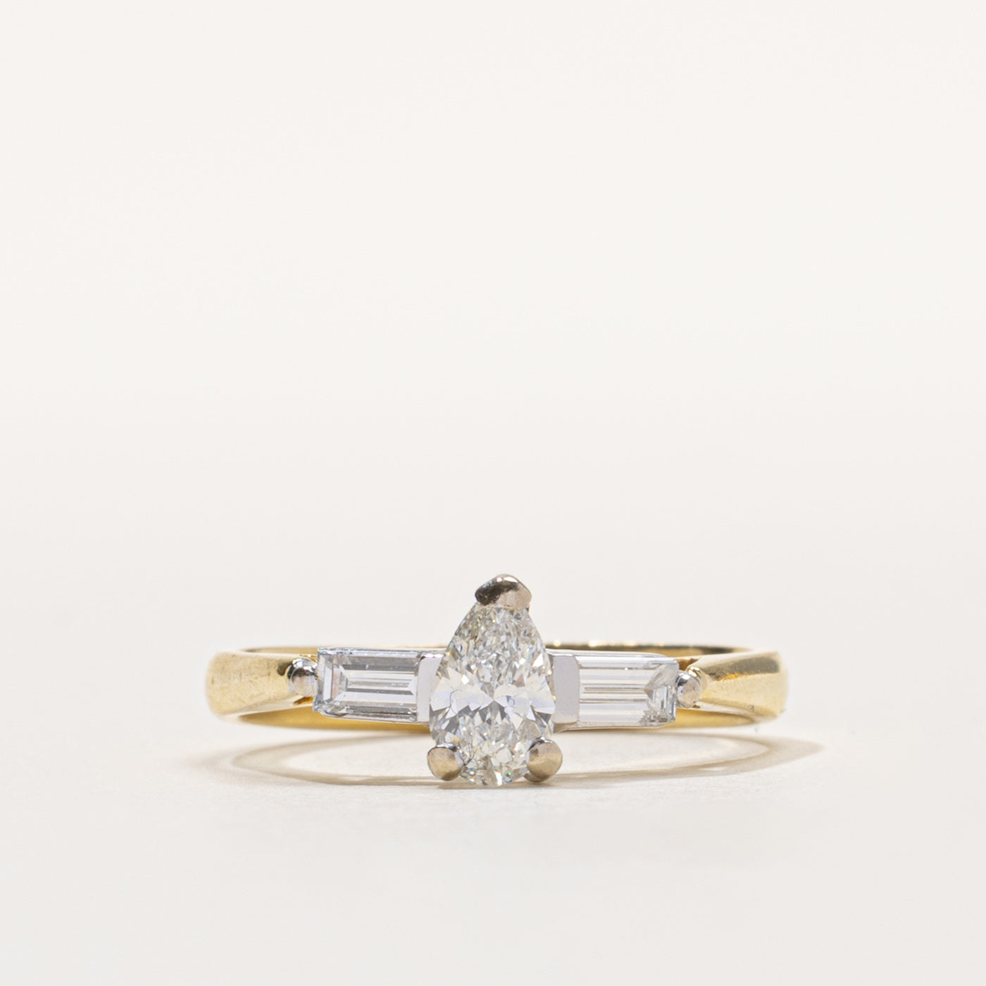 14k Pear Cut Diamond Accented Ring | 0.40ct  VS2/SI1 I/J, 0.14ctw | SZ 6.5