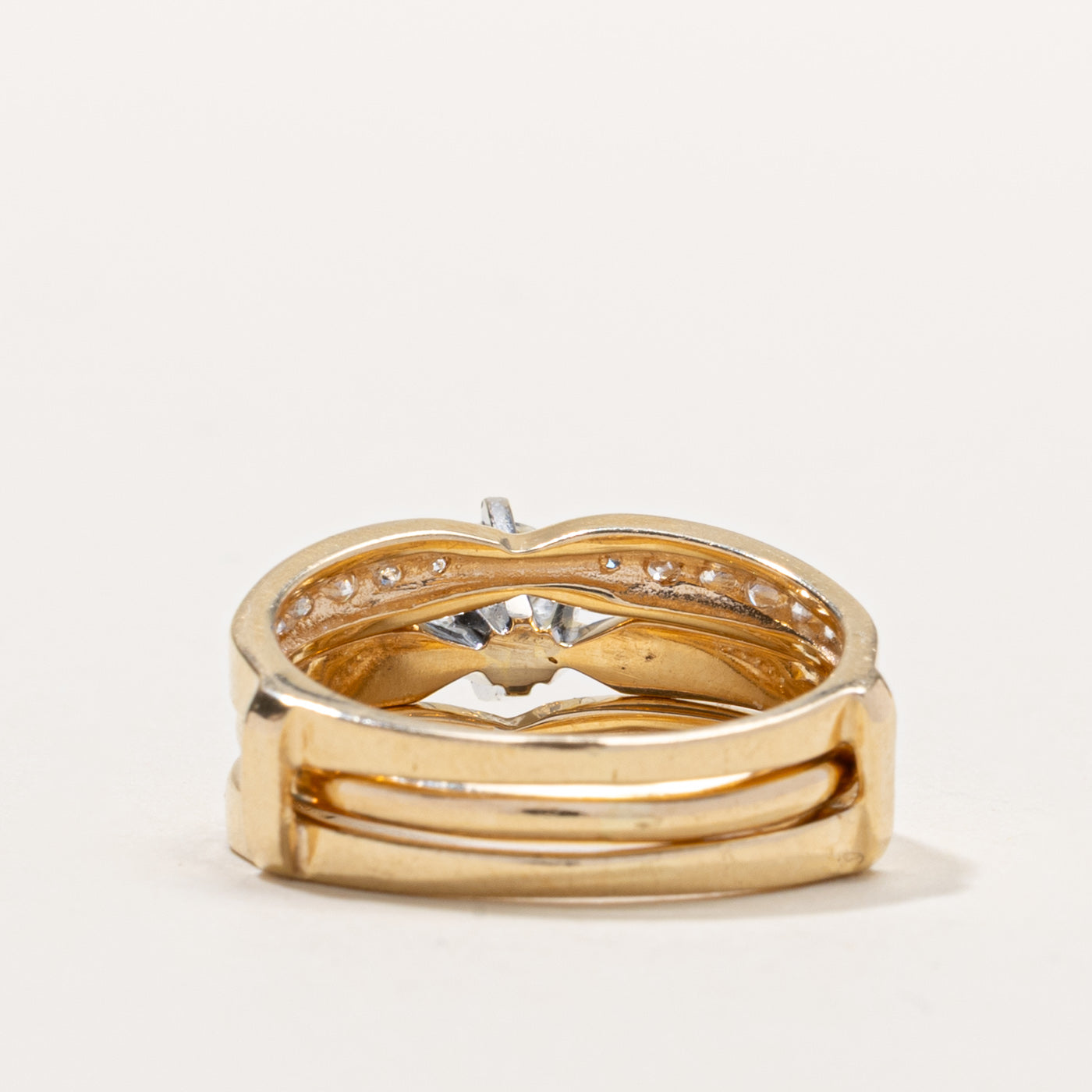 14k High Set Diamond Wedding Ring Set | 0.42ct VS2 I, 0.36ctw | SZ 5