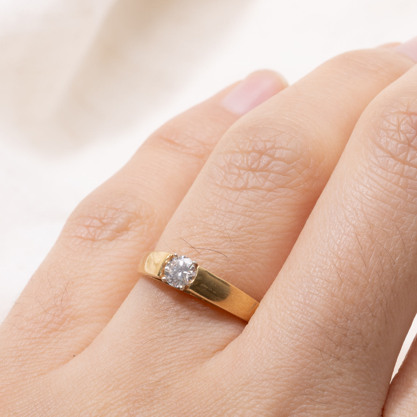 18k Round Brilliant Cut Solitaire Diamond Ring | 0.24ct SI1 G/H | SZ 5.5