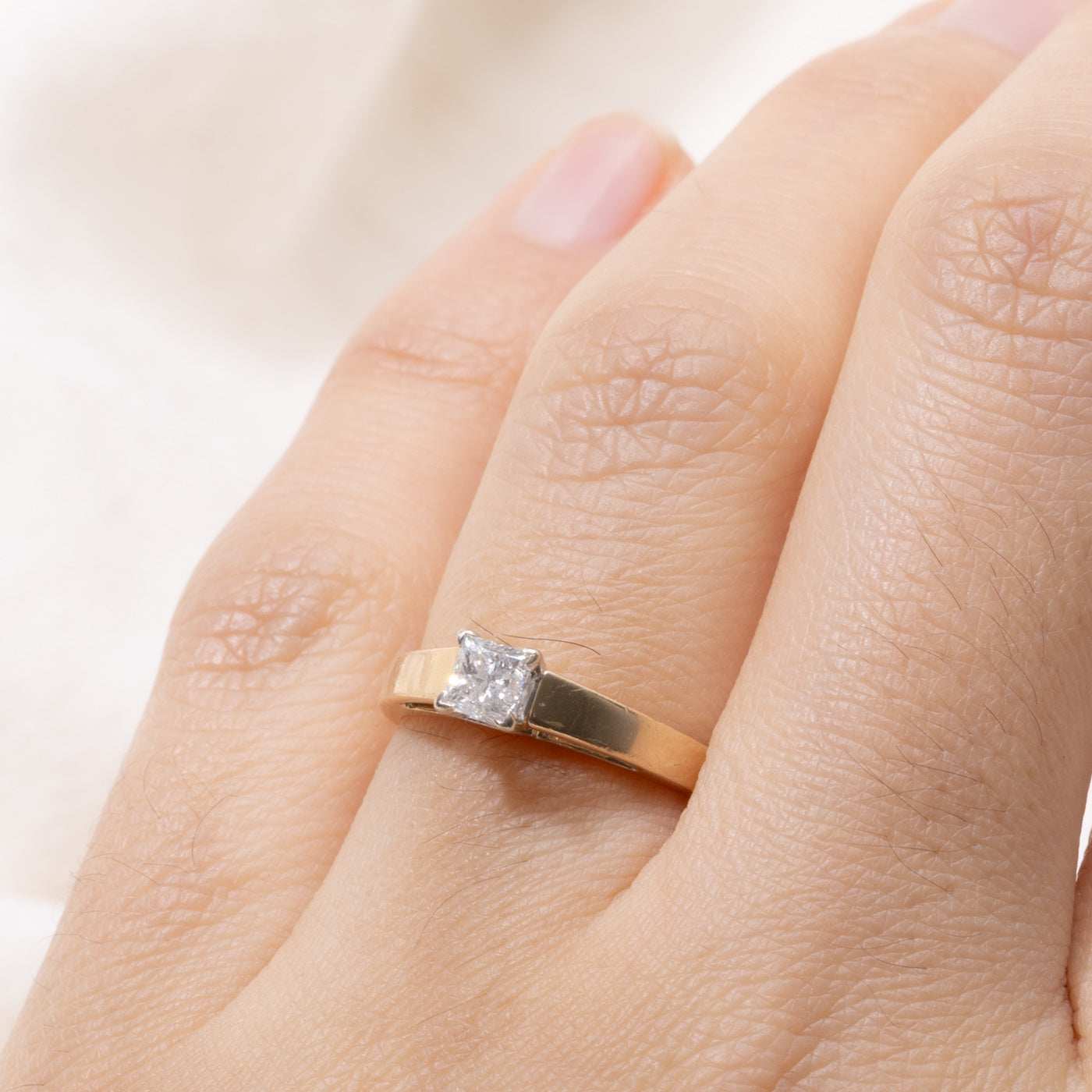 14k Princess Cut Solitaire Diamond Ring | 0.35ct SI2 I | SZ 5.5