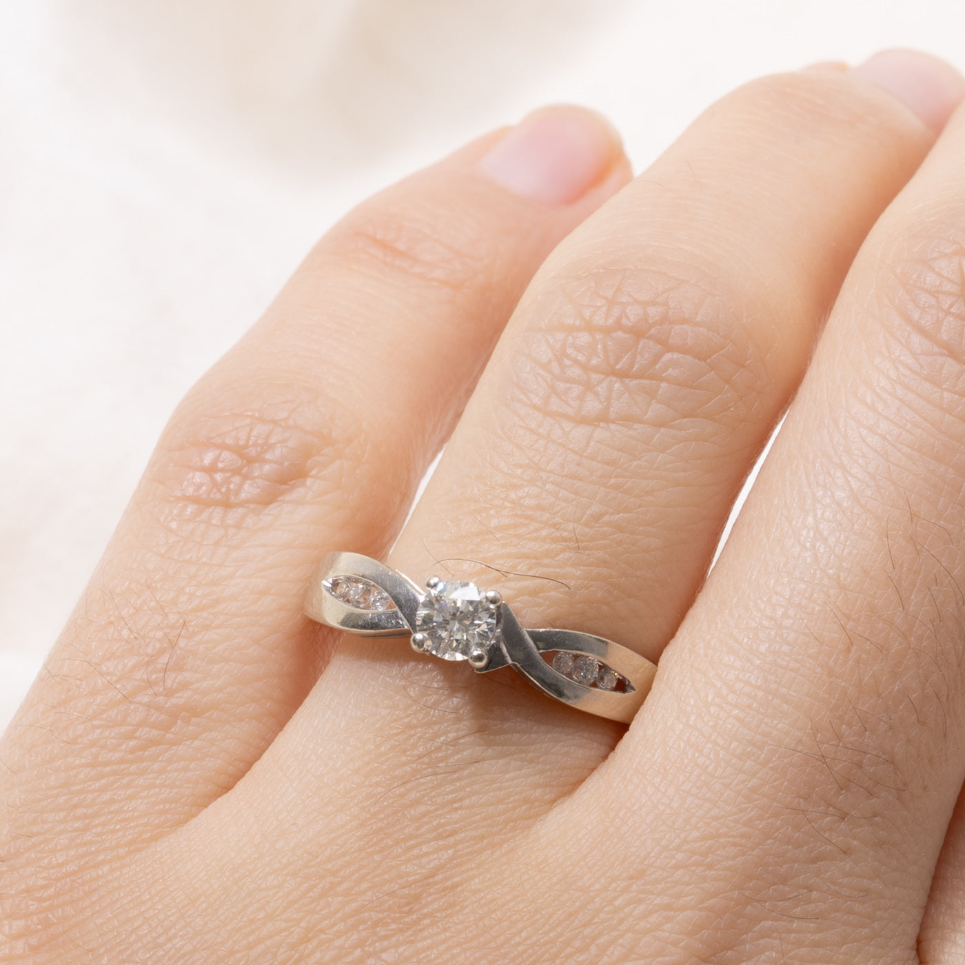 14k Diamond Accented Crossover Ring | 0.37ctw | SZ 8
