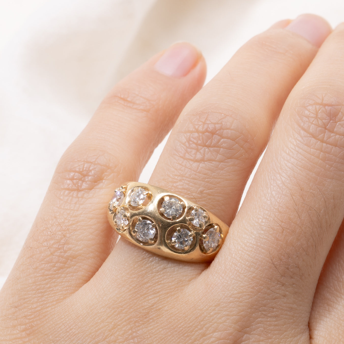 14k Scattered Diamond Dome Ring | 1.36ctw | SZ 9.5