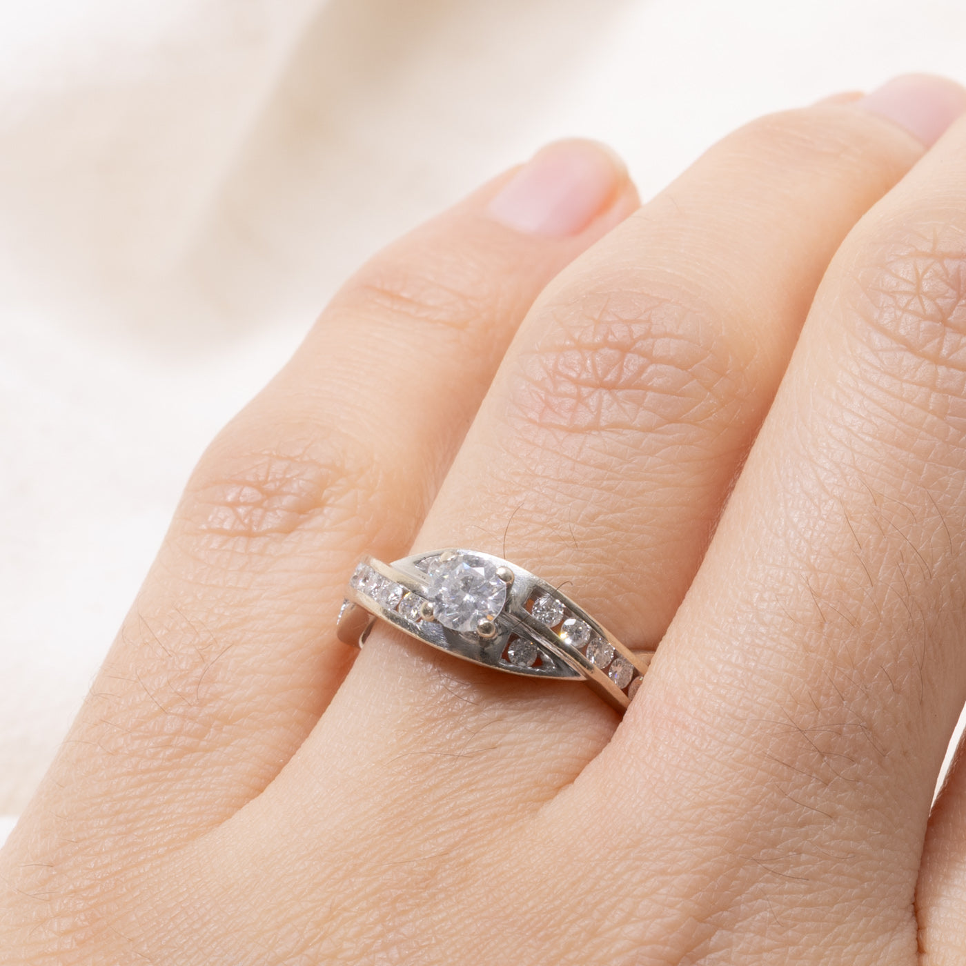 14k Diamond Accented Crossover Ring | 0.33ct I1 G/H, 0.40ctw | SZ 6.75